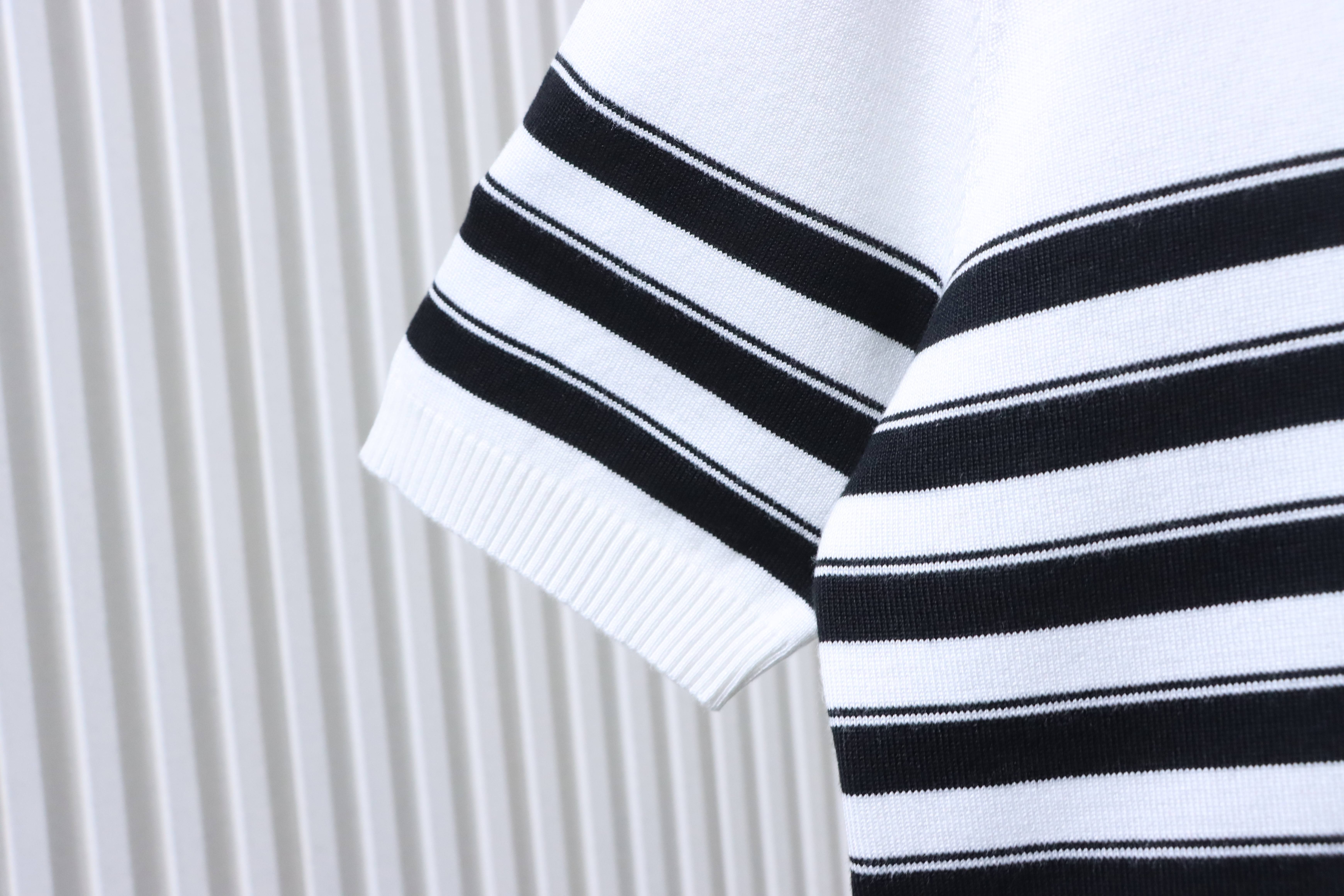Ralph Lauren Striped Pony Logo Embroidery Small V-Neck Knit Short Sleeve Polo Shirt Style 1