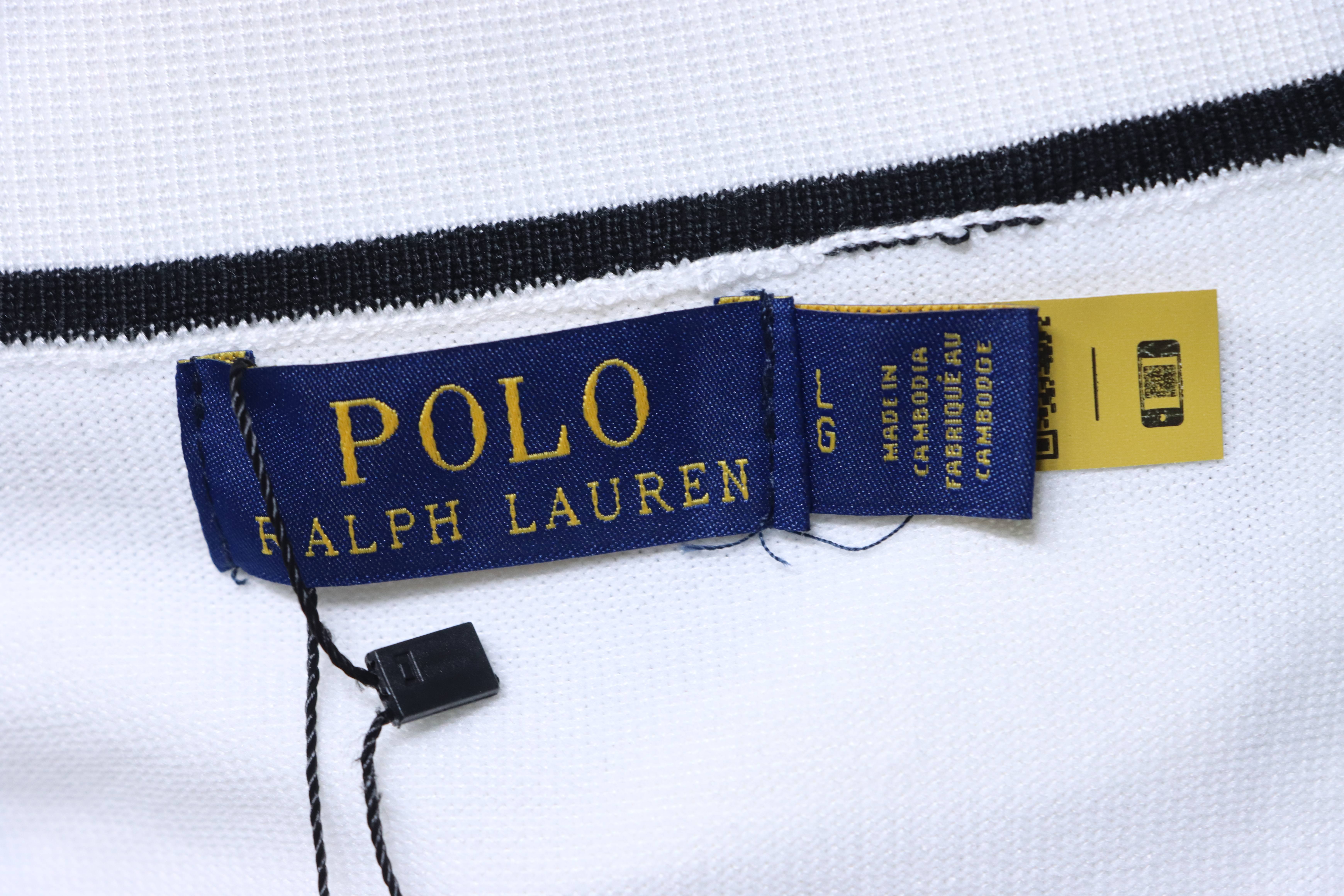 Ralph Lauren Striped Pony Logo Embroidery Small V-Neck Knit Short Sleeve Polo Shirt Style 1