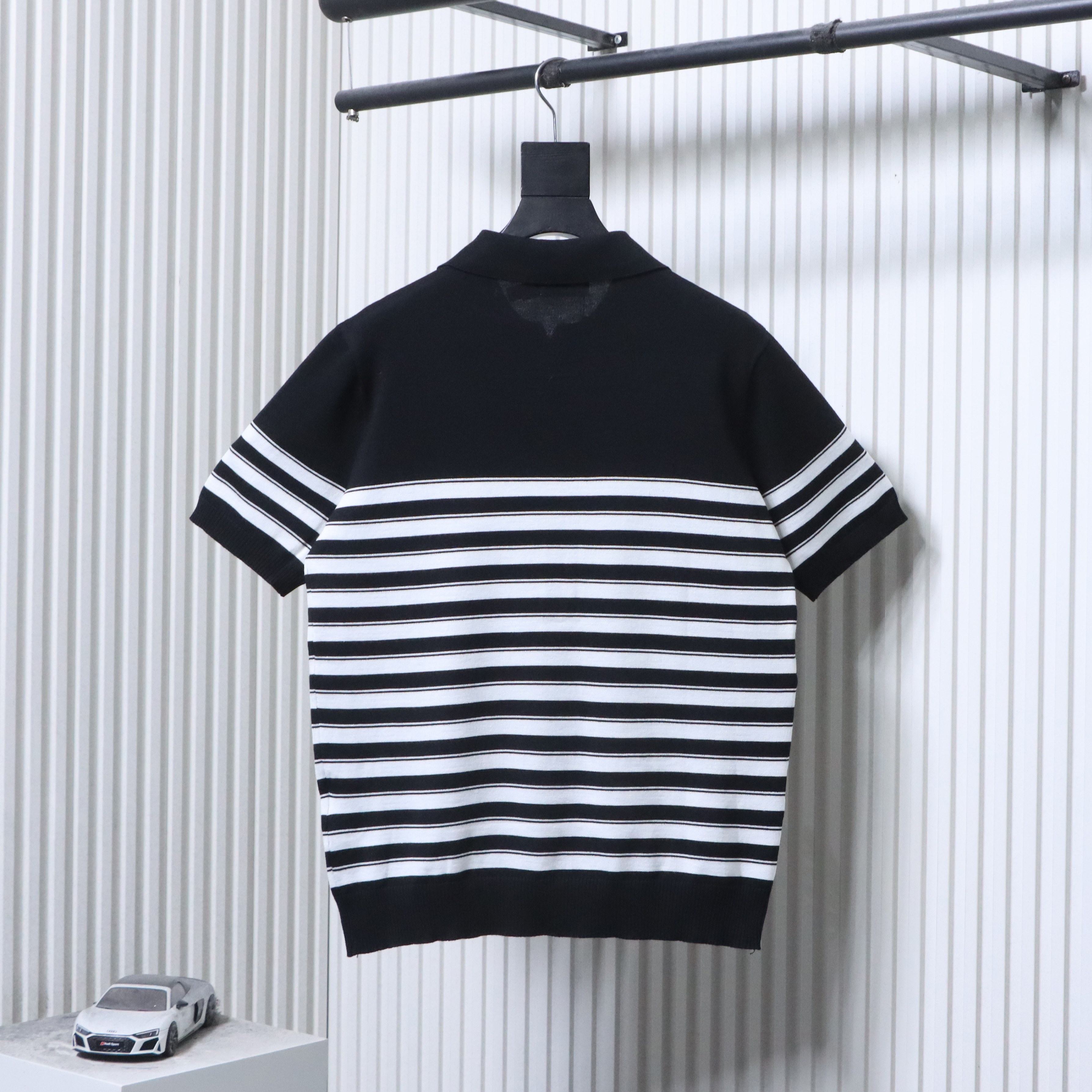 Ralph Lauren Striped Pony Logo Embroidery Small V-Neck Knit Short Sleeve Polo Shirt Style 2