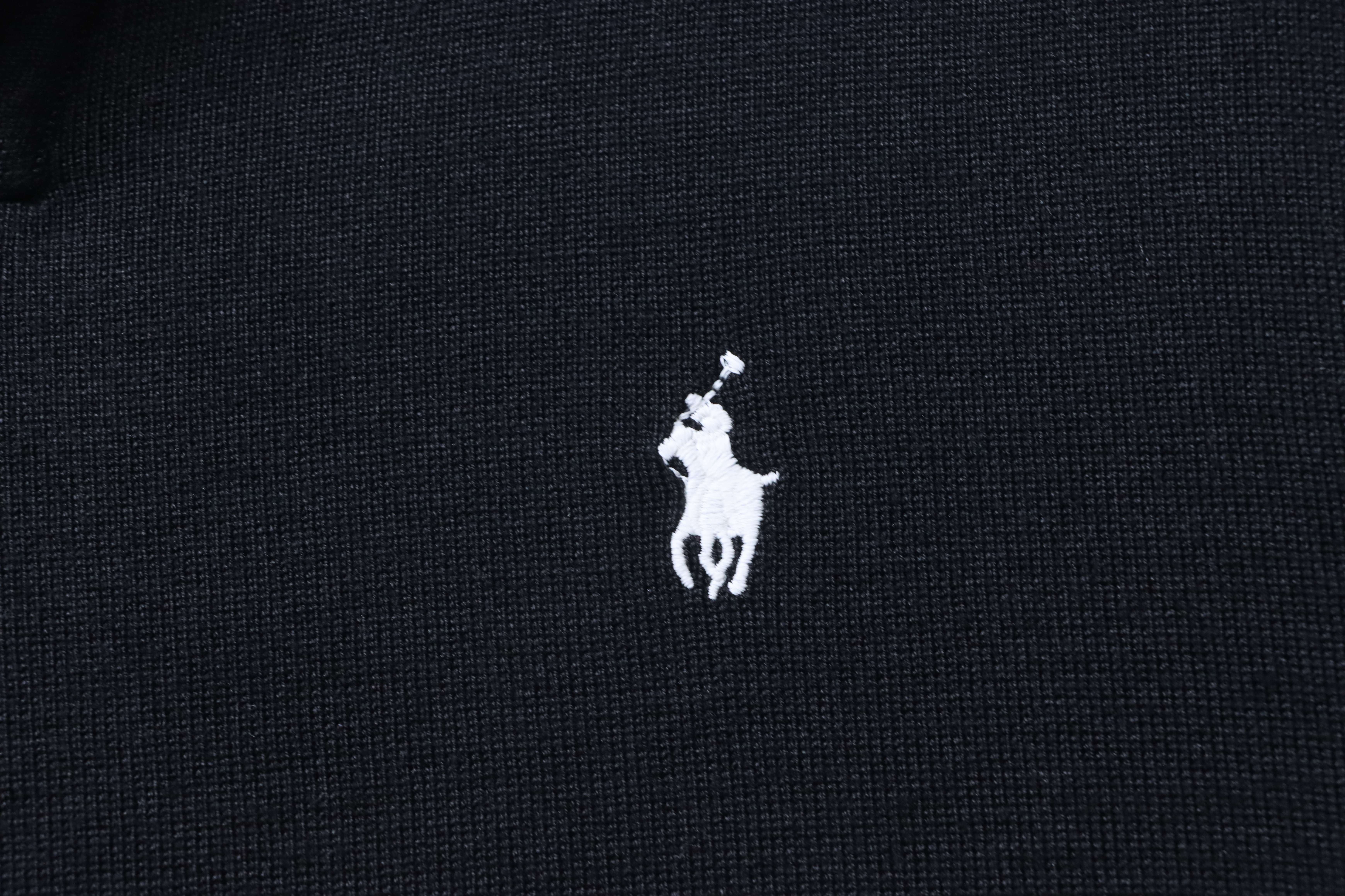 Ralph Lauren Striped Pony Logo Embroidery Small V-Neck Knit Short Sleeve Polo Shirt Style 2