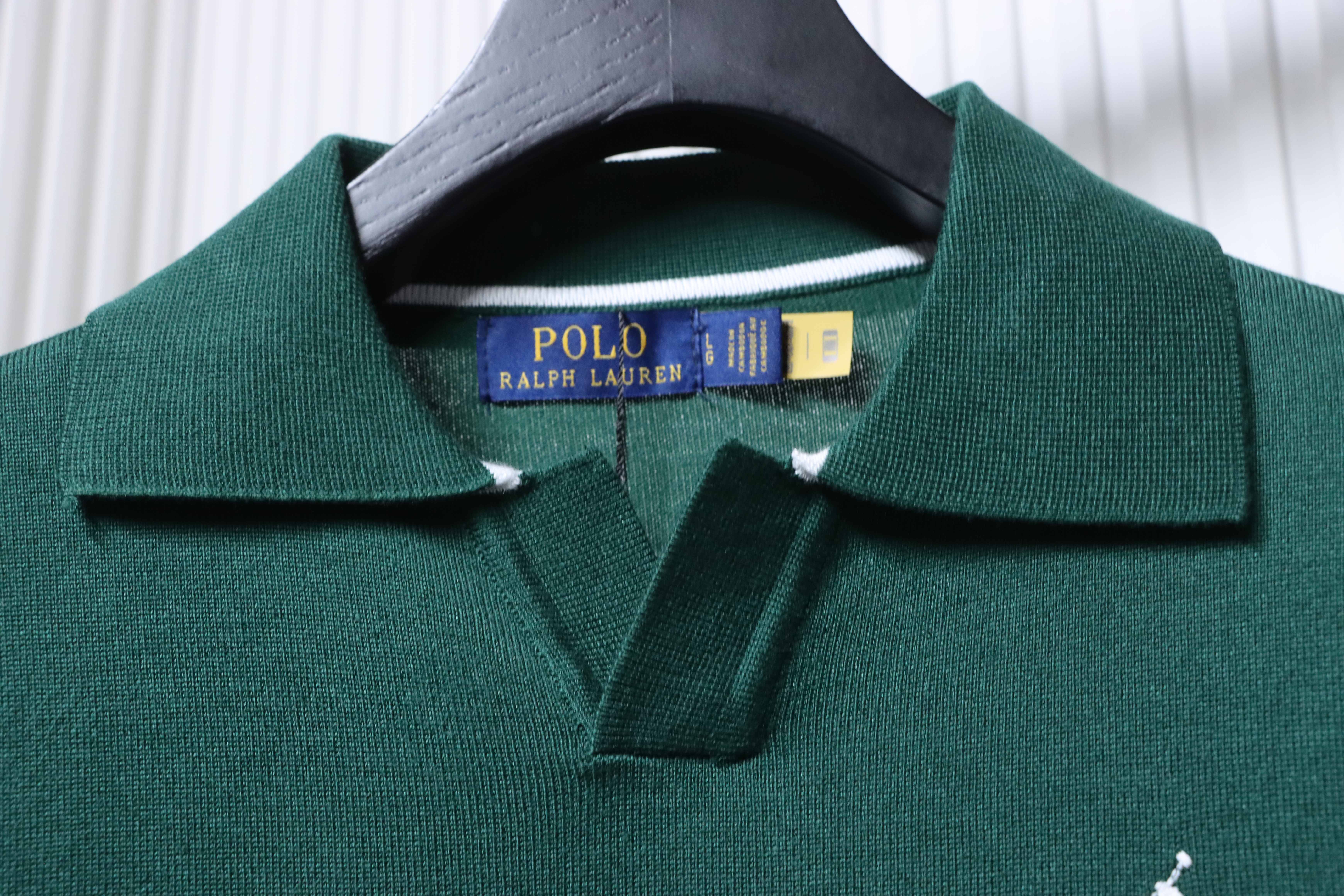 Ralph Lauren Striped Pony Logo Embroidery Small V-Neck Knit Short Sleeve Polo Shirt Style 3