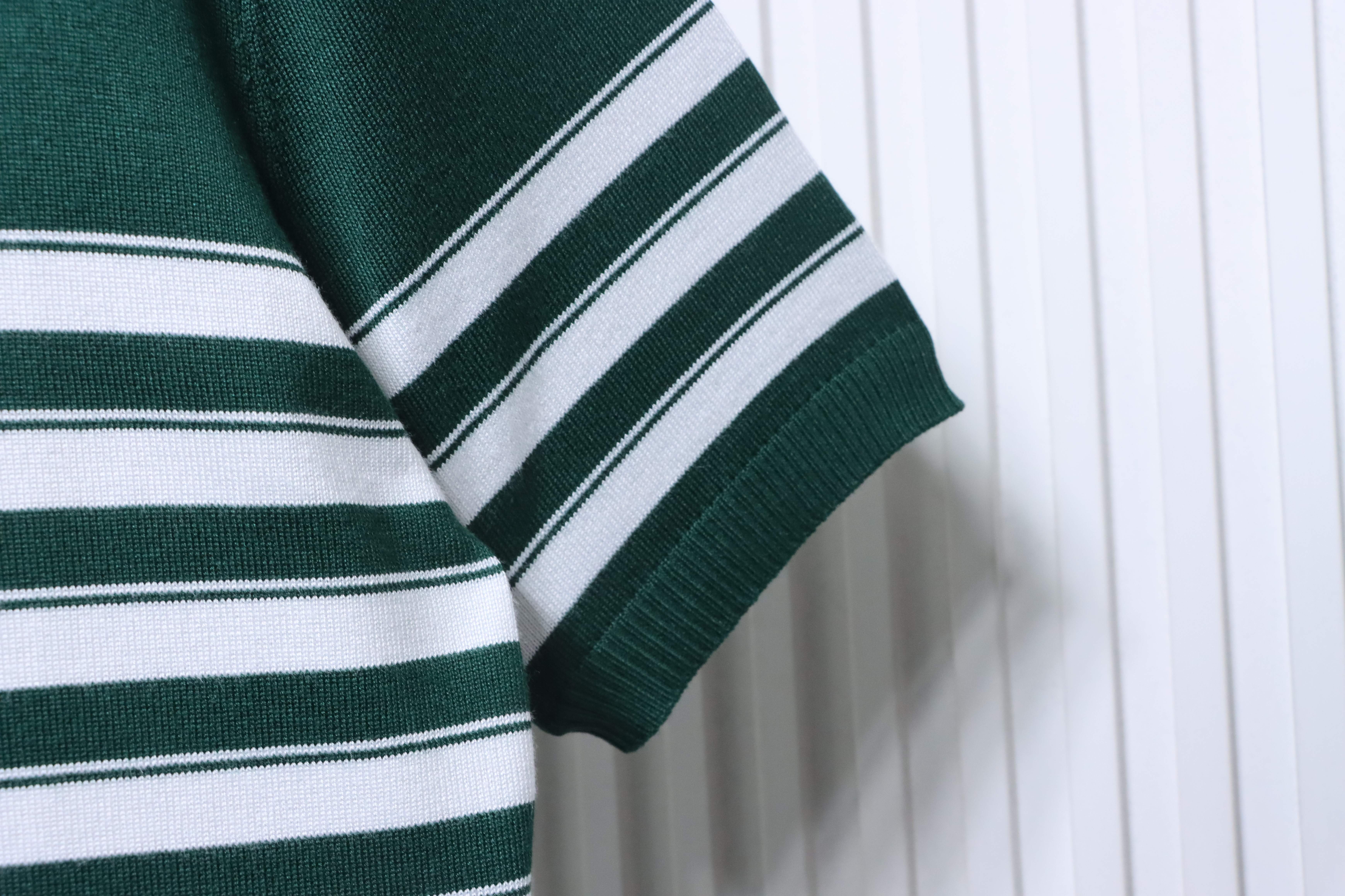 Ralph Lauren Striped Pony Logo Embroidery Small V-Neck Knit Short Sleeve Polo Shirt Style 3