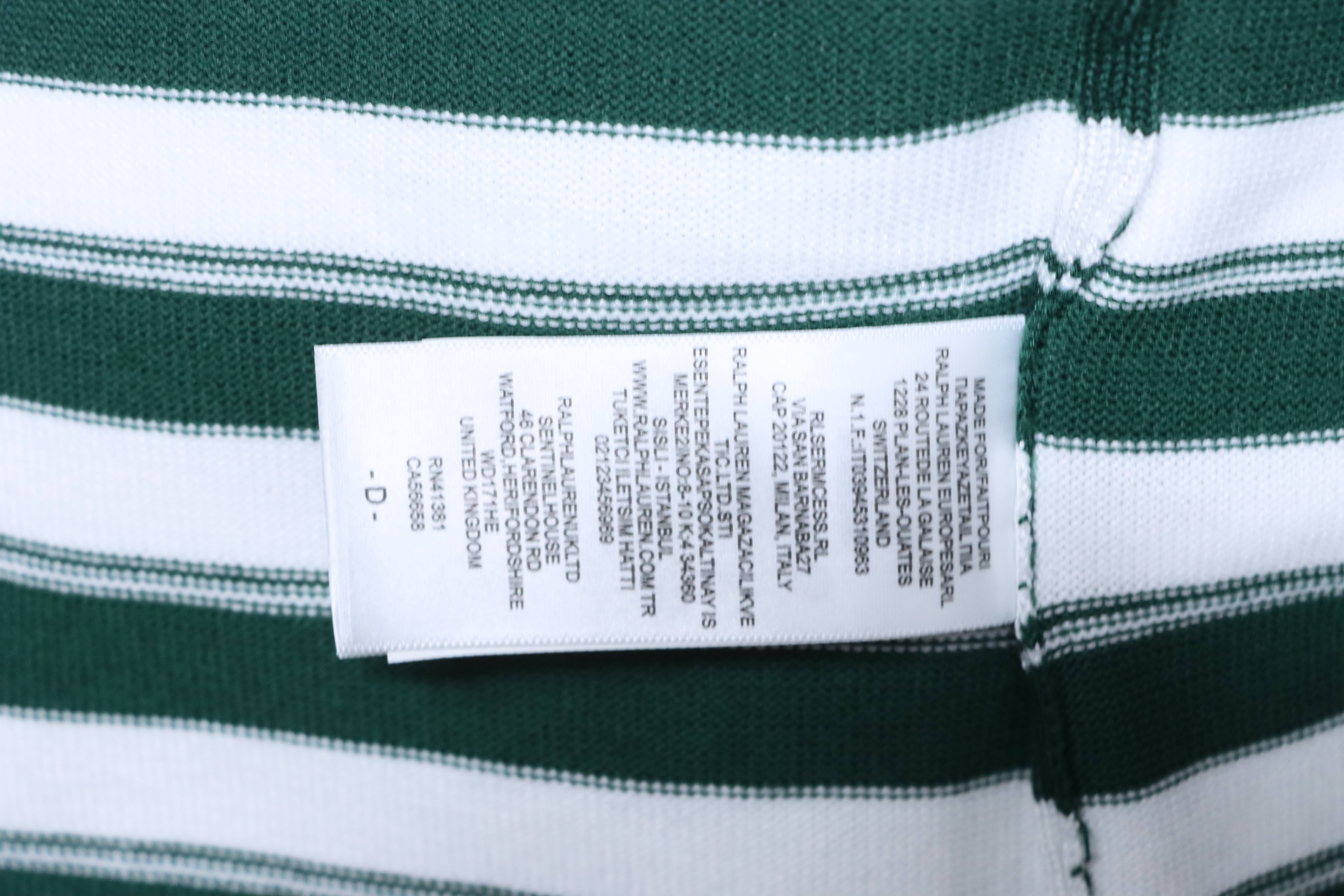 Ralph Lauren Striped Pony Logo Embroidery Small V-Neck Knit Short Sleeve Polo Shirt Style 3