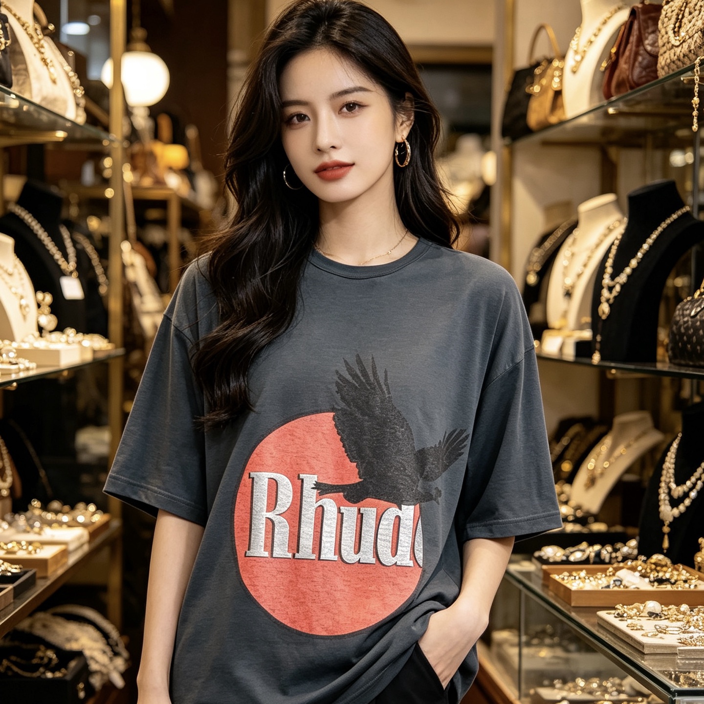 RHUDE Marlboro American Vintage Sun Eagle Logo Print Short Sleeve T-Shirt