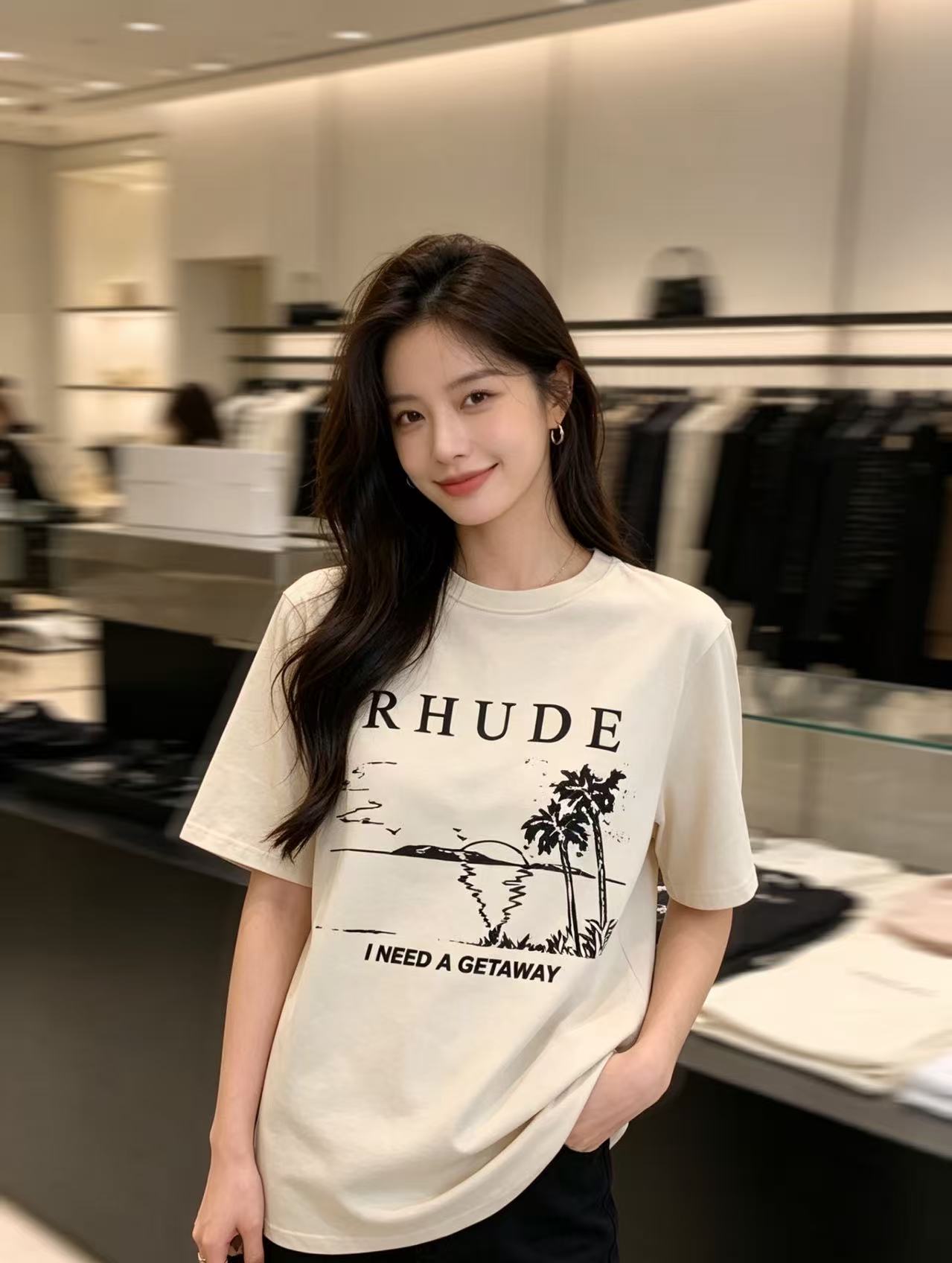 RHUDE Marlboro Sunset Beach Print American Vintage Short Sleeve T-Shirt