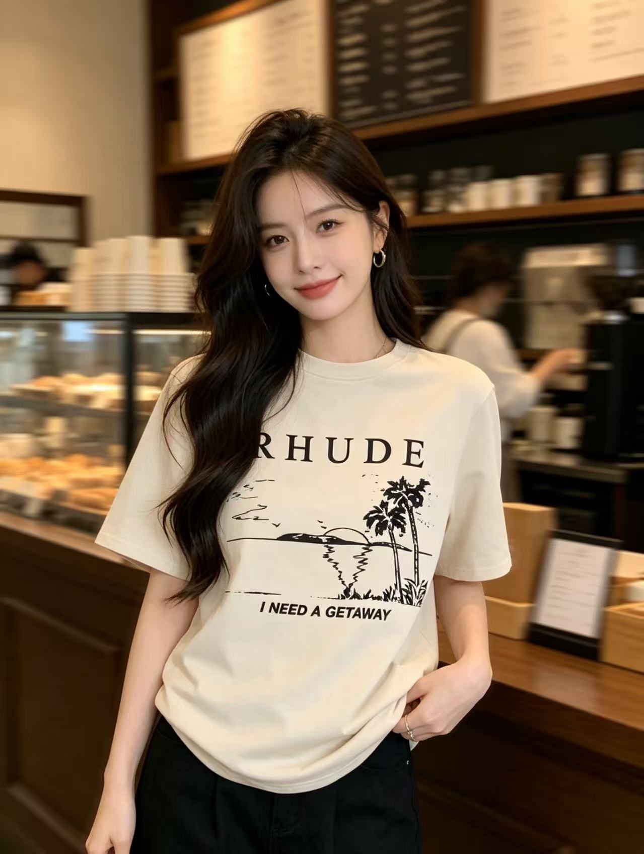 RHUDE Marlboro Sunset Beach Print American Vintage Short Sleeve T-Shirt
