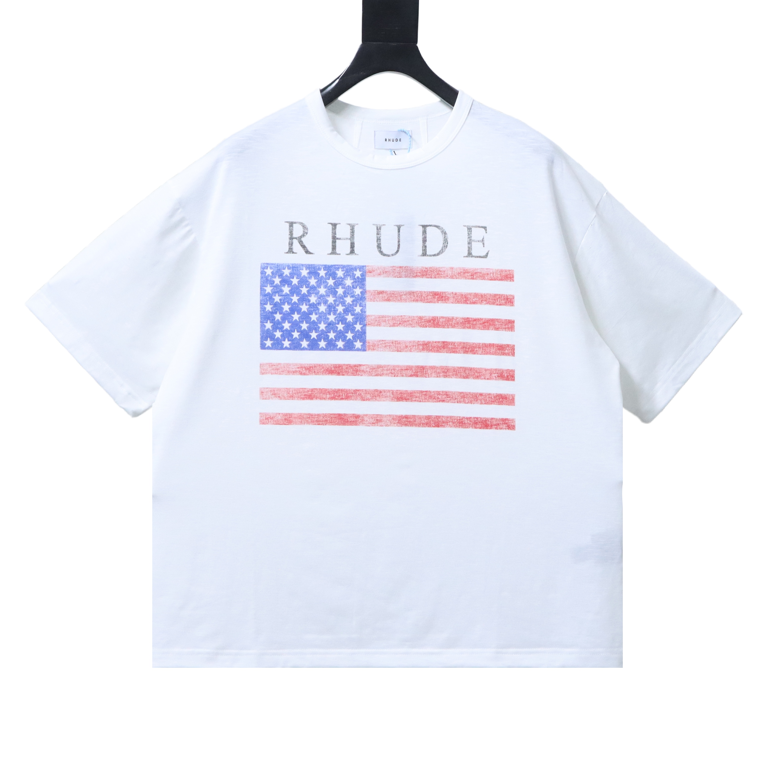 RHUDE Marlboro Vintage USA Flag Logo Print Short Sleeve T-Shirt