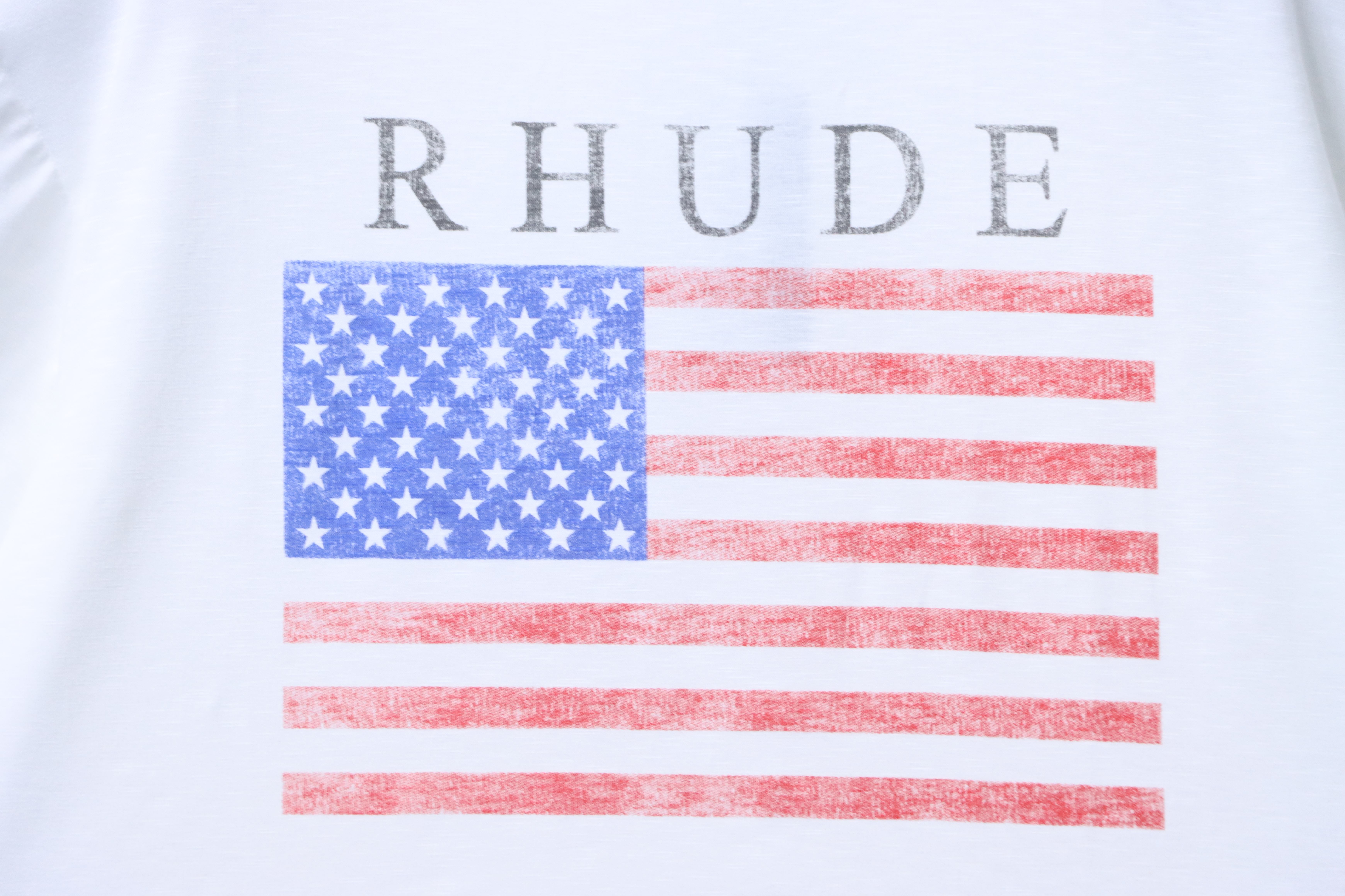 RHUDE Marlboro Vintage USA Flag Logo Print Short Sleeve T-Shirt