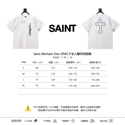 Saint Michael 25SS 2PAC Cross Portrait Print Short Sleeve T-Shirt 01