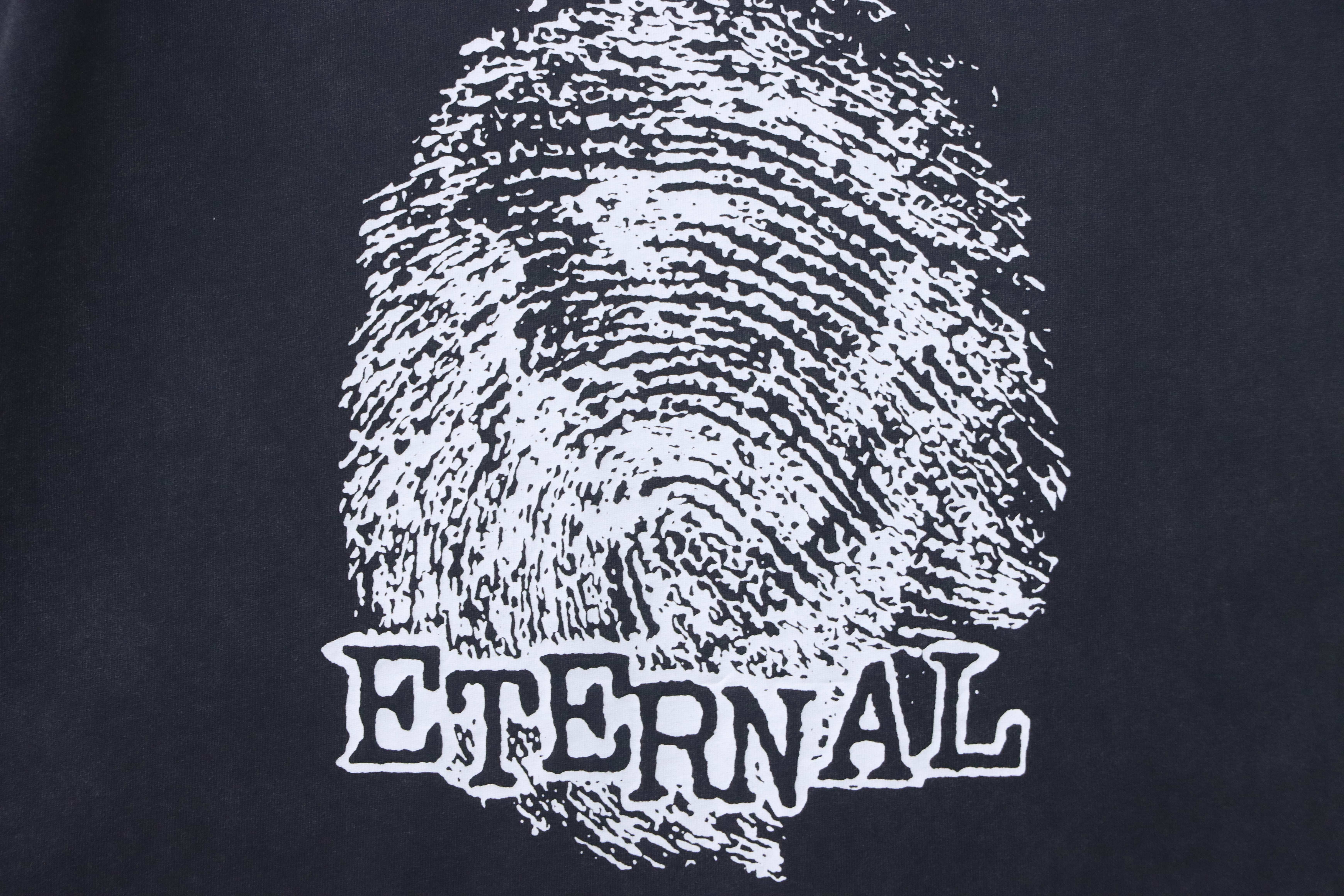 Saint Michael Fingerprint Print Crewneck Short Sleeve T-Shirt