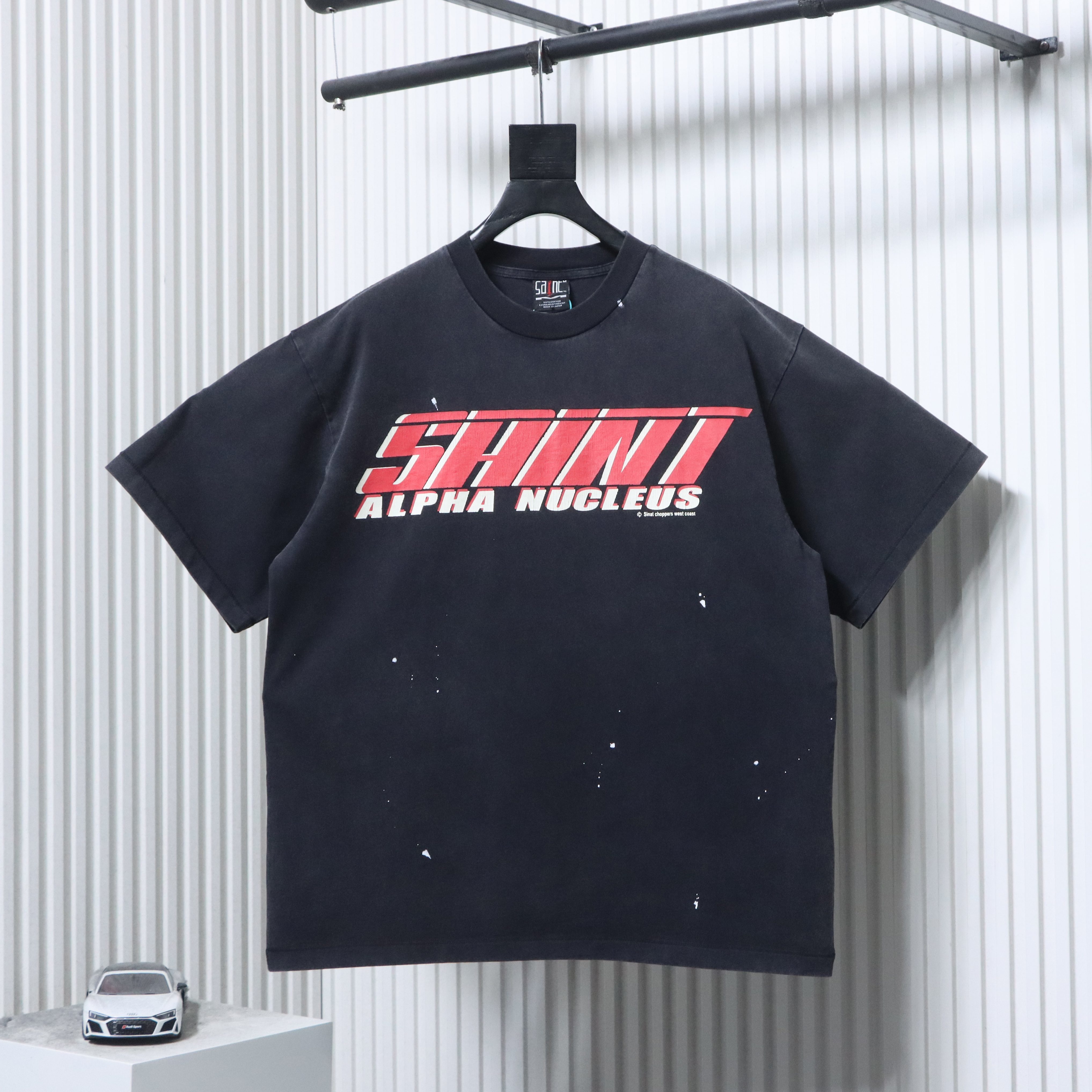 SAINT Racing Style Distressed Short Sleeve T-Shirt