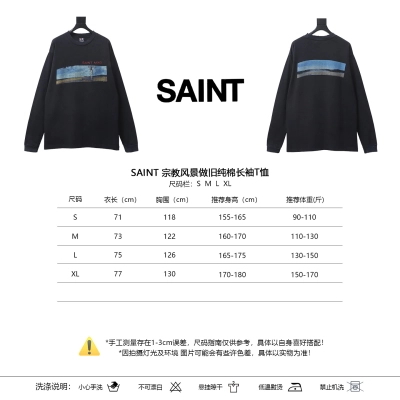 SAINT Religious Landscape Distressed Cotton Long Sleeve T-Shirt 01