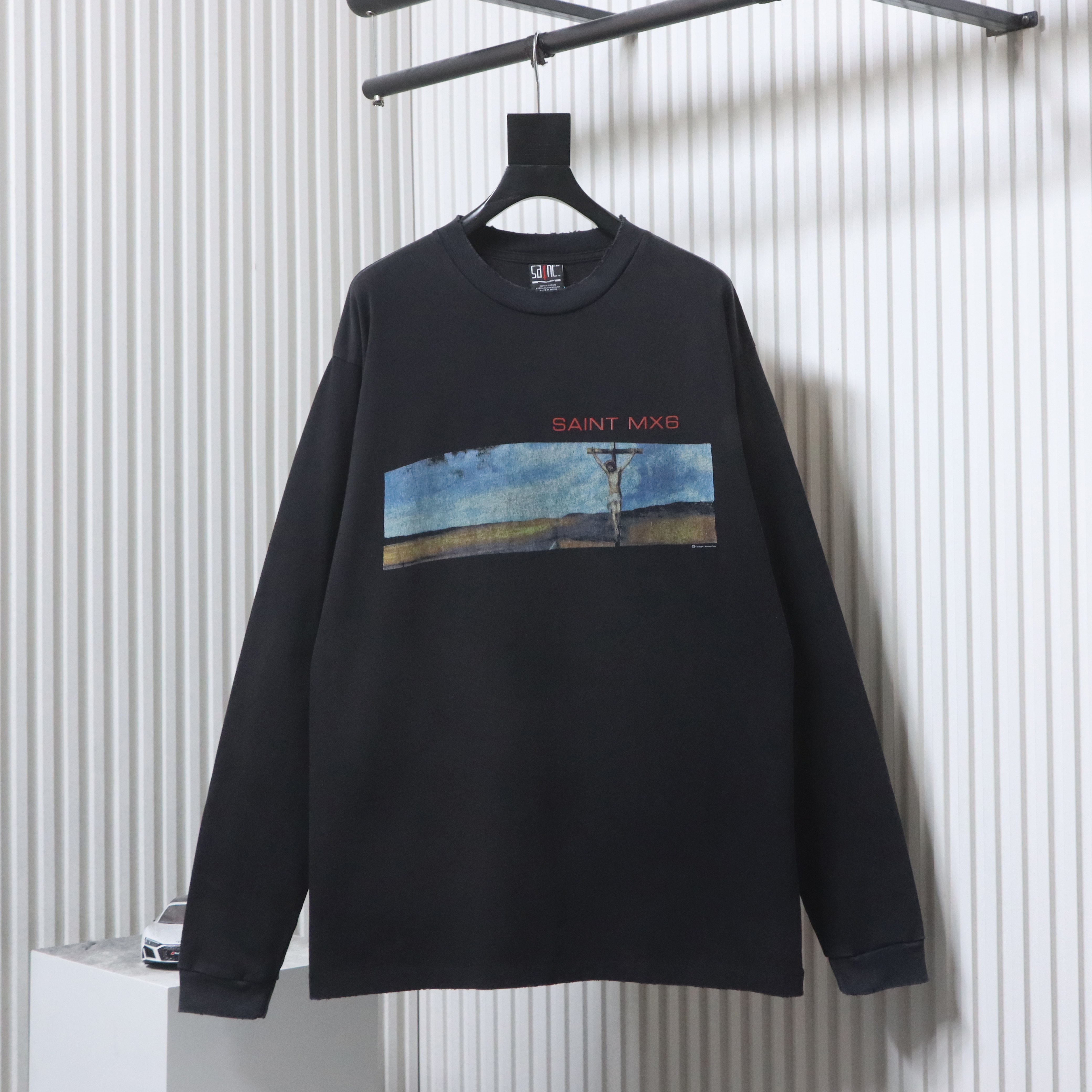 SAINT Religious Landscape Distressed Cotton Long Sleeve T-Shirt