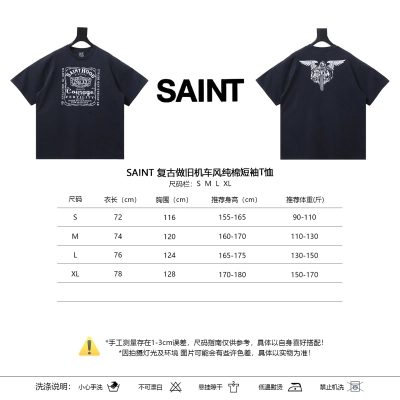SAINT Vintage Distressed Motorcycle Style Cotton Short Sleeve T-Shirt 01