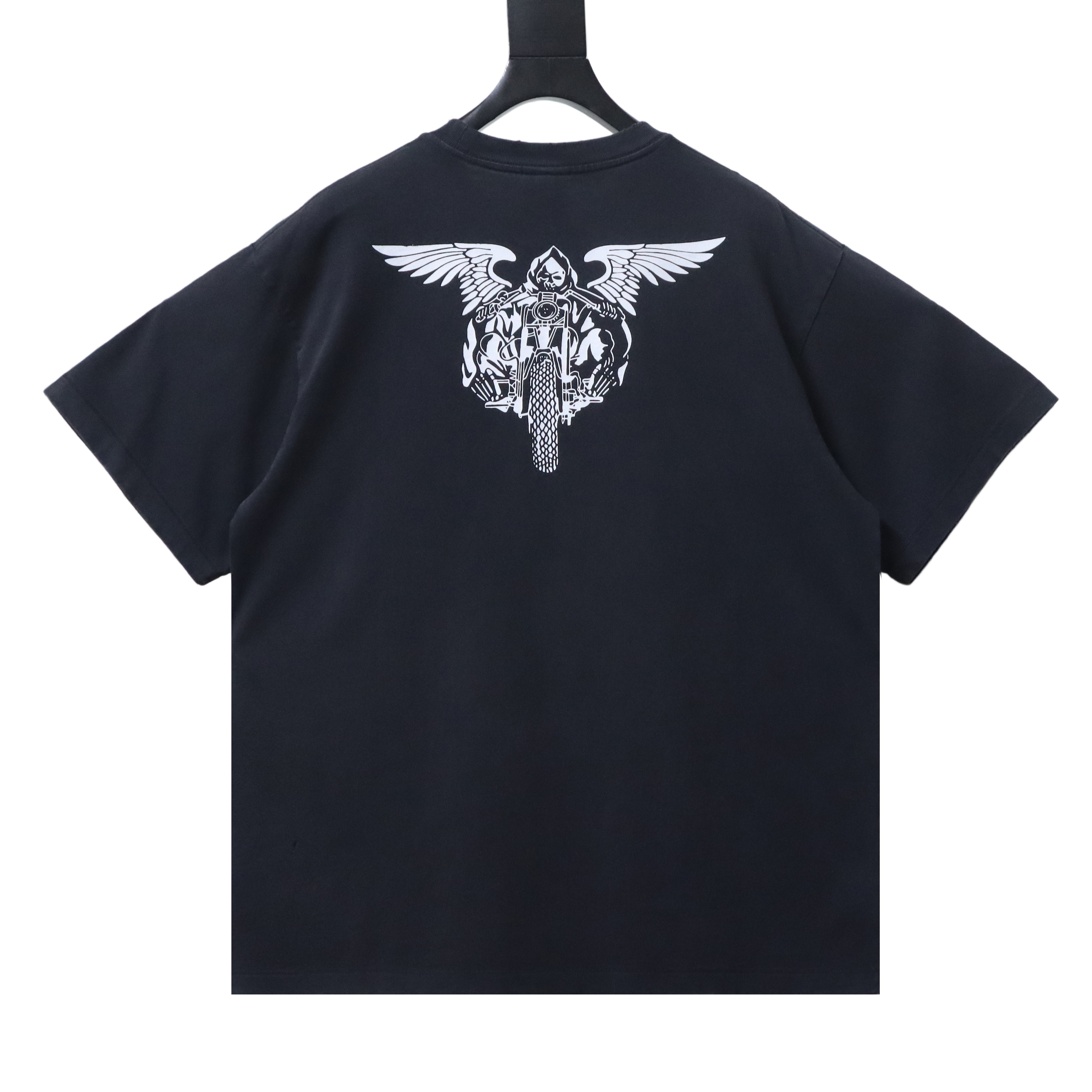 SAINT Vintage Distressed Motorcycle Style Cotton Short Sleeve T-Shirt