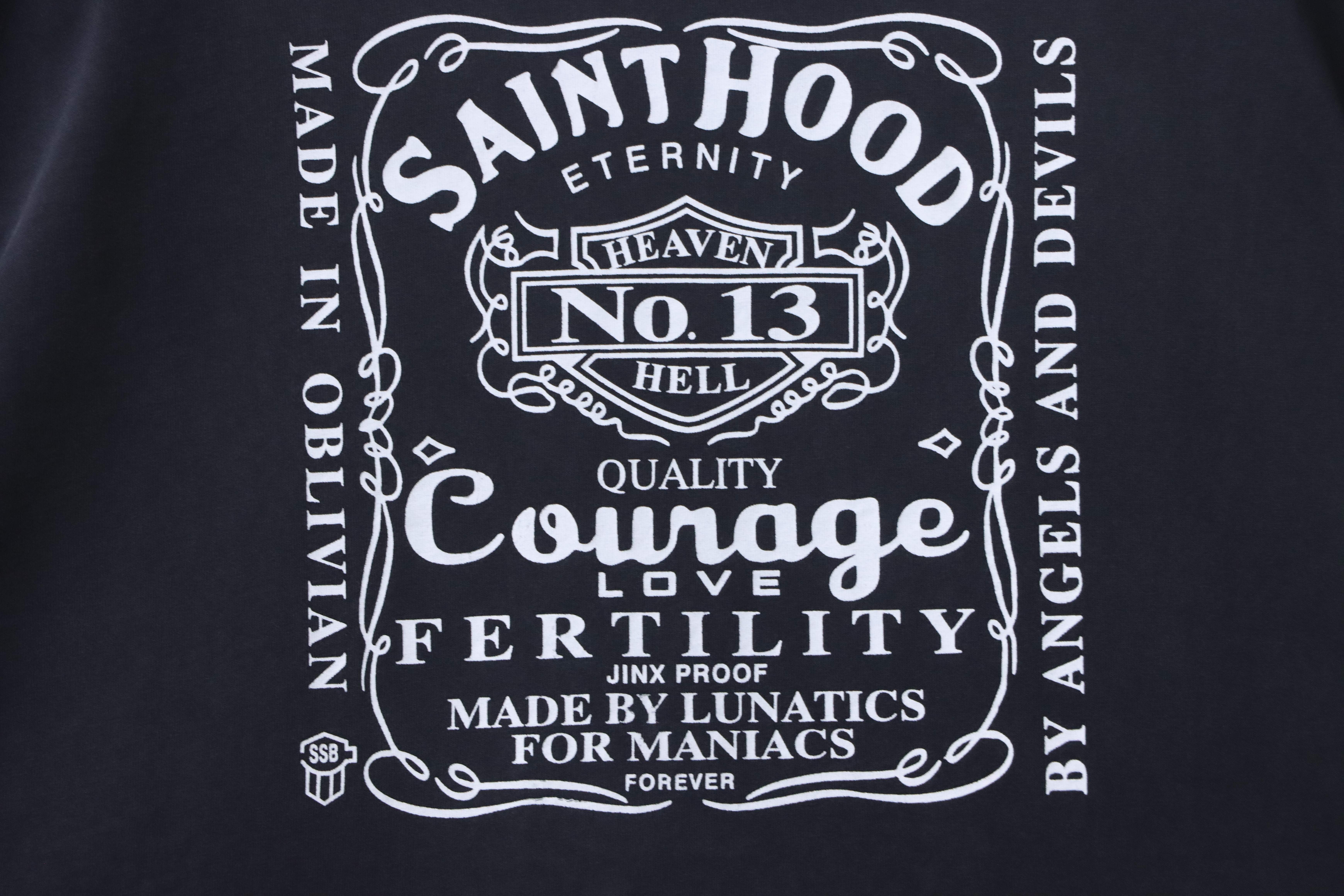 SAINT Vintage Distressed Motorcycle Style Cotton Short Sleeve T-Shirt