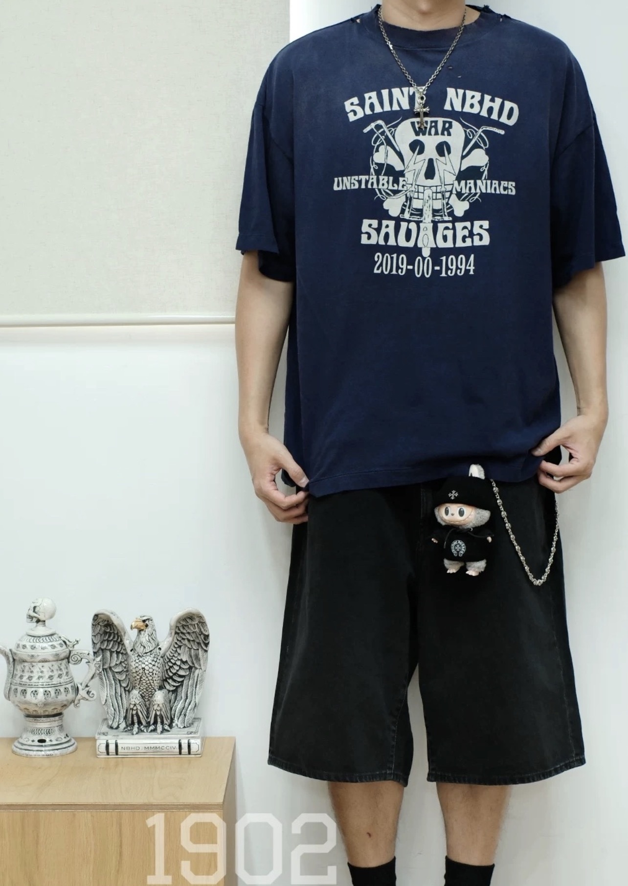 SAINT x NBHD Dark Distressed Short Sleeve T-Shirt