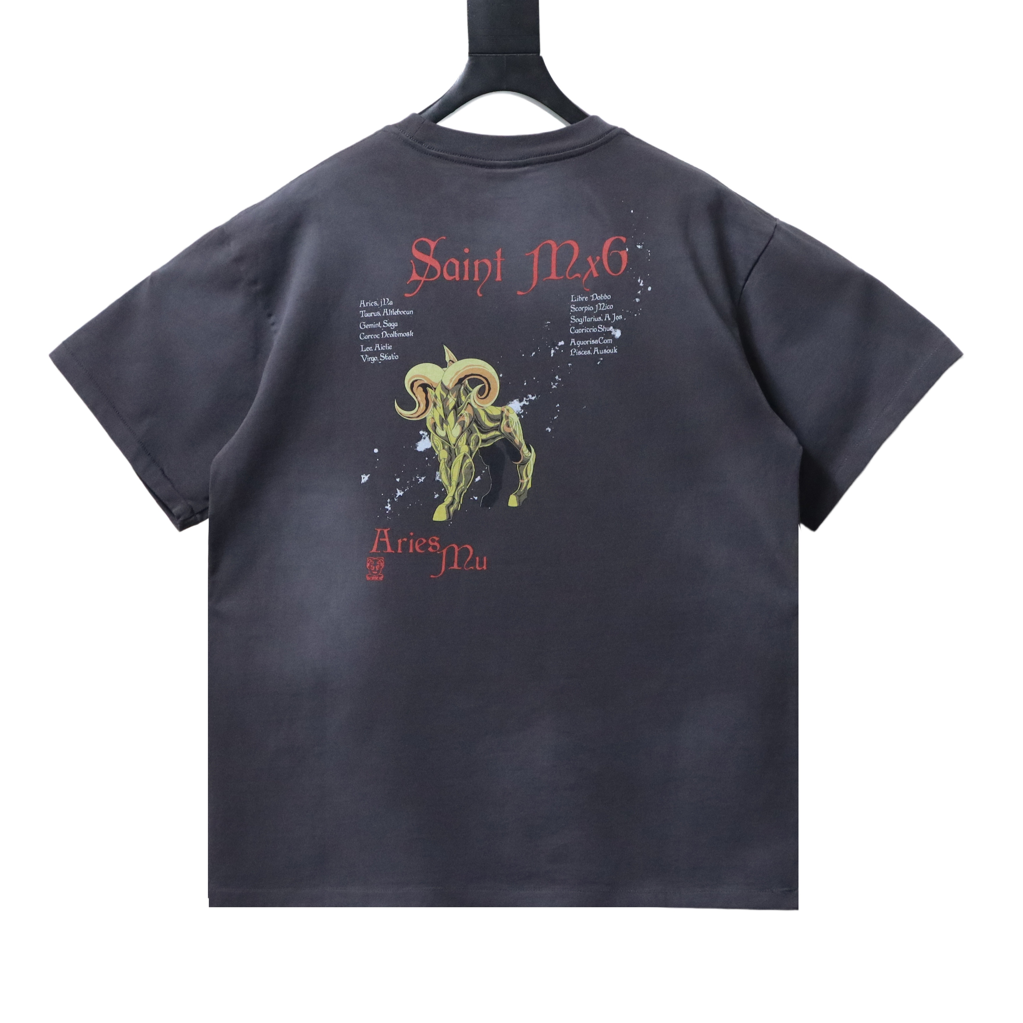 SAINT x Saint Seiya Aries Mu Collaboration Distressed Short Sleeve T-Shirt
