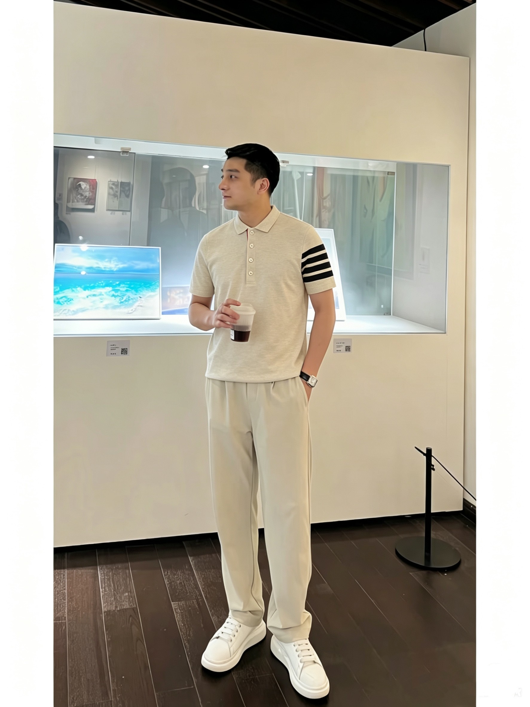Thom Browne TB Classic Four-Bar Short Sleeve Polo Shirt Style 1