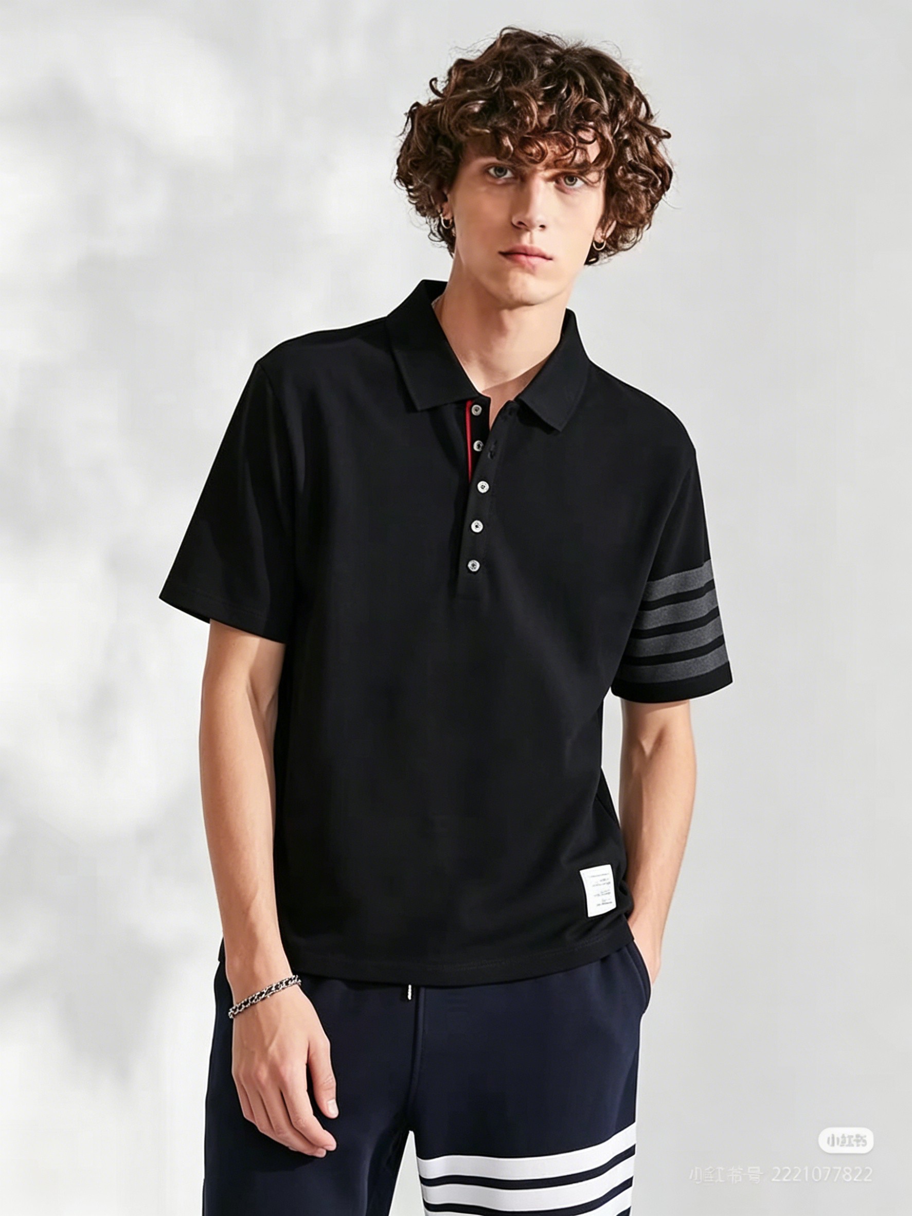 Thom Browne TB Classic Four-Bar Short Sleeve Polo Shirt Style 2