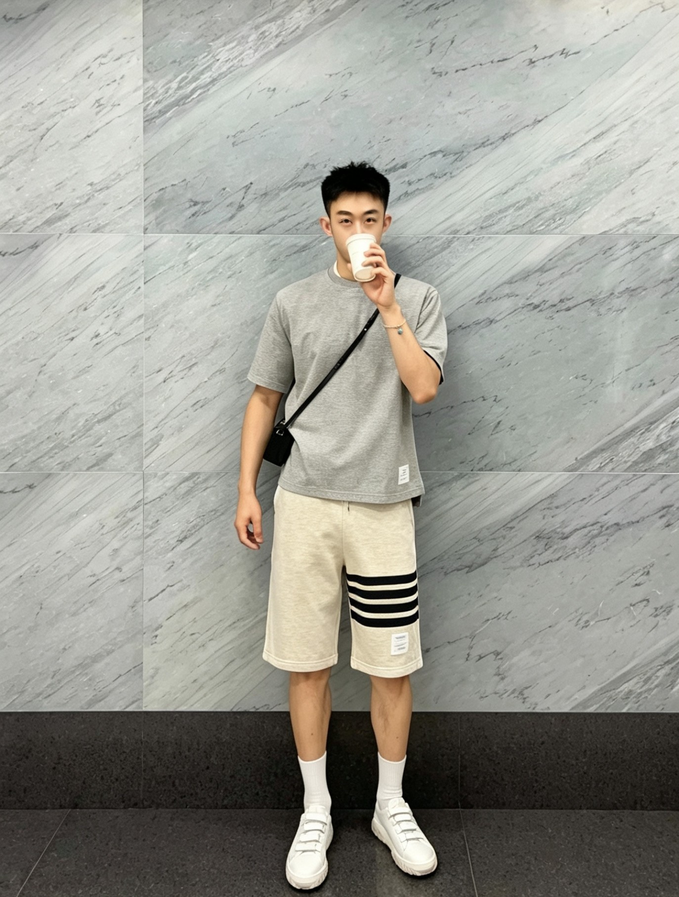 Thom Browne TB Classic Four-Bar Yarn-Dyed Shorts Style 1