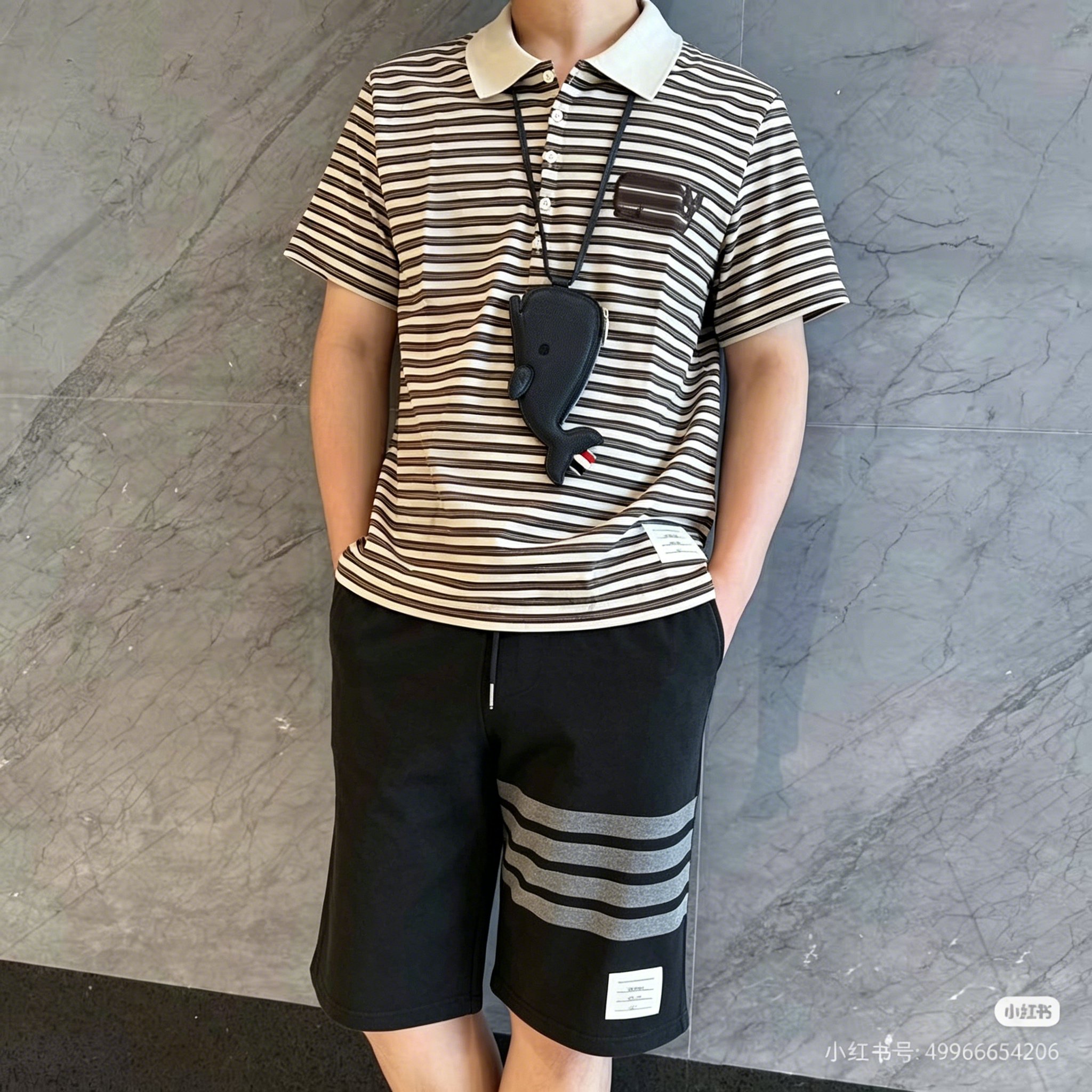 Thom Browne TB Classic Four-Bar Yarn-Dyed Shorts Style 2
