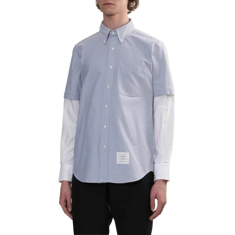 Thom Browne TB Double-Sleeve Colorblock Long Sleeve Shirt