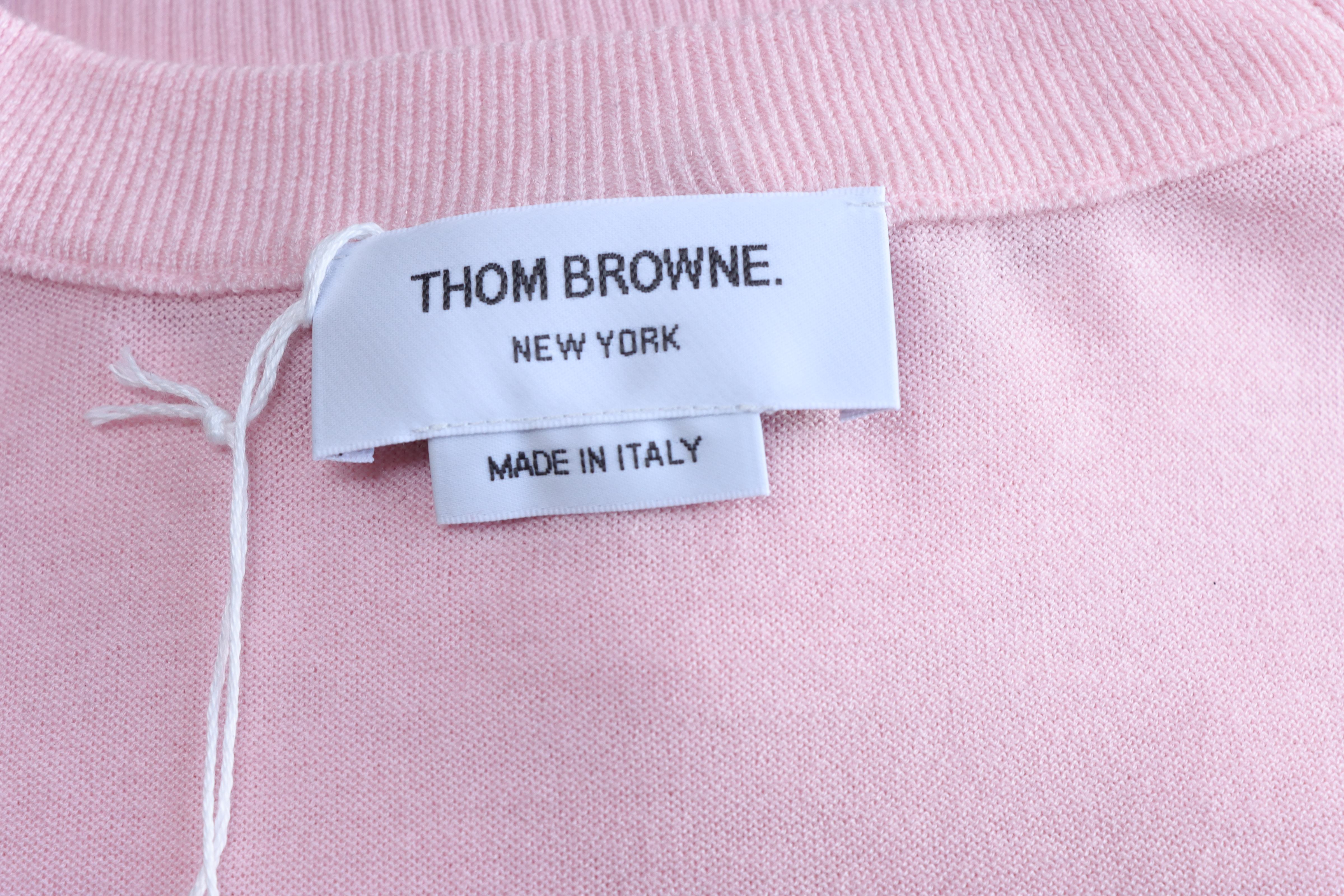 Thom Browne TB Fine Wool Four-Bar Short Sleeve T-Shirt Style 1