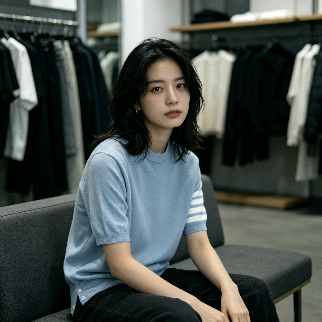 Thom Browne TB Fine Wool Four-Bar Short Sleeve T-Shirt Style 2
