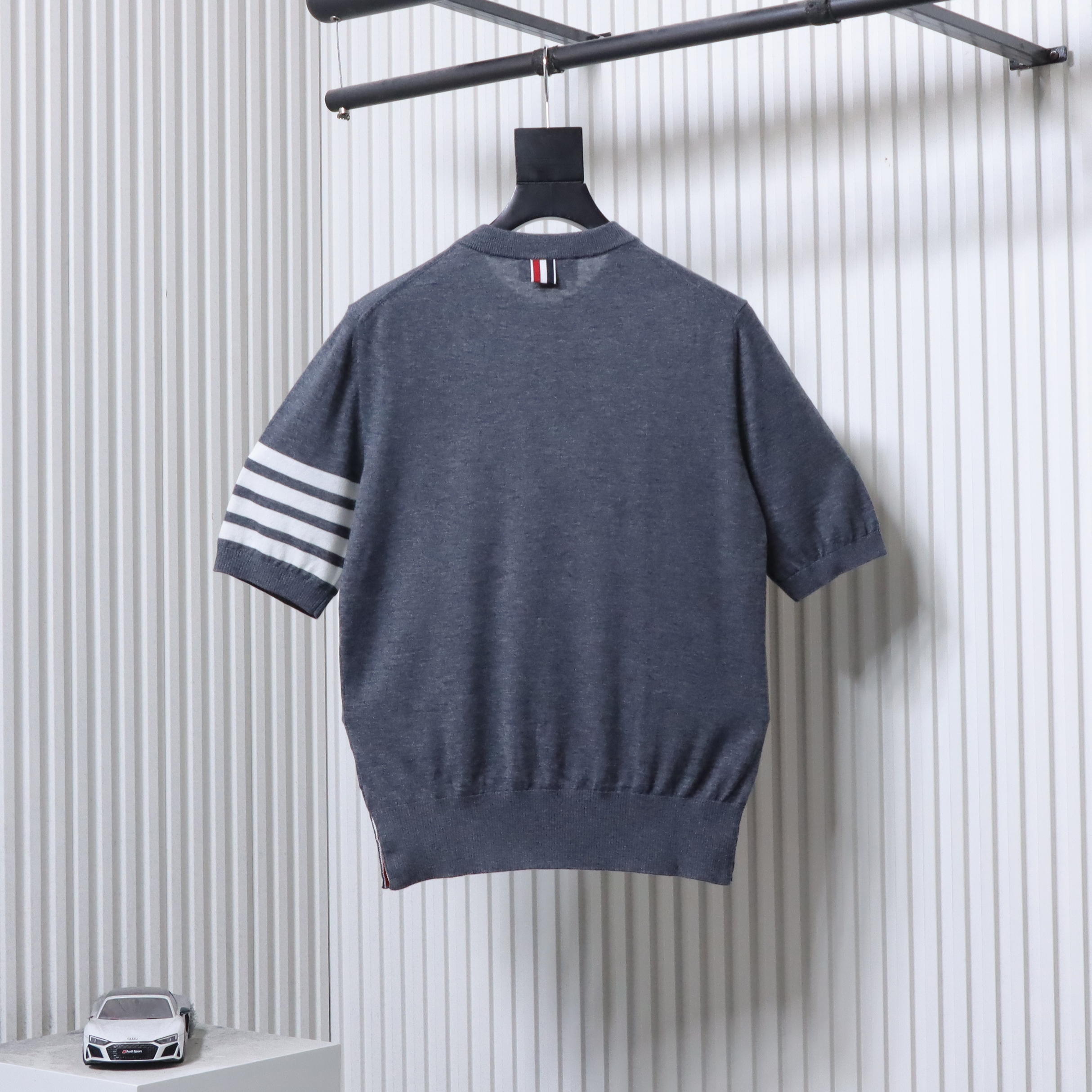 Thom Browne TB Fine Wool Four-Bar Short Sleeve T-Shirt Style 4