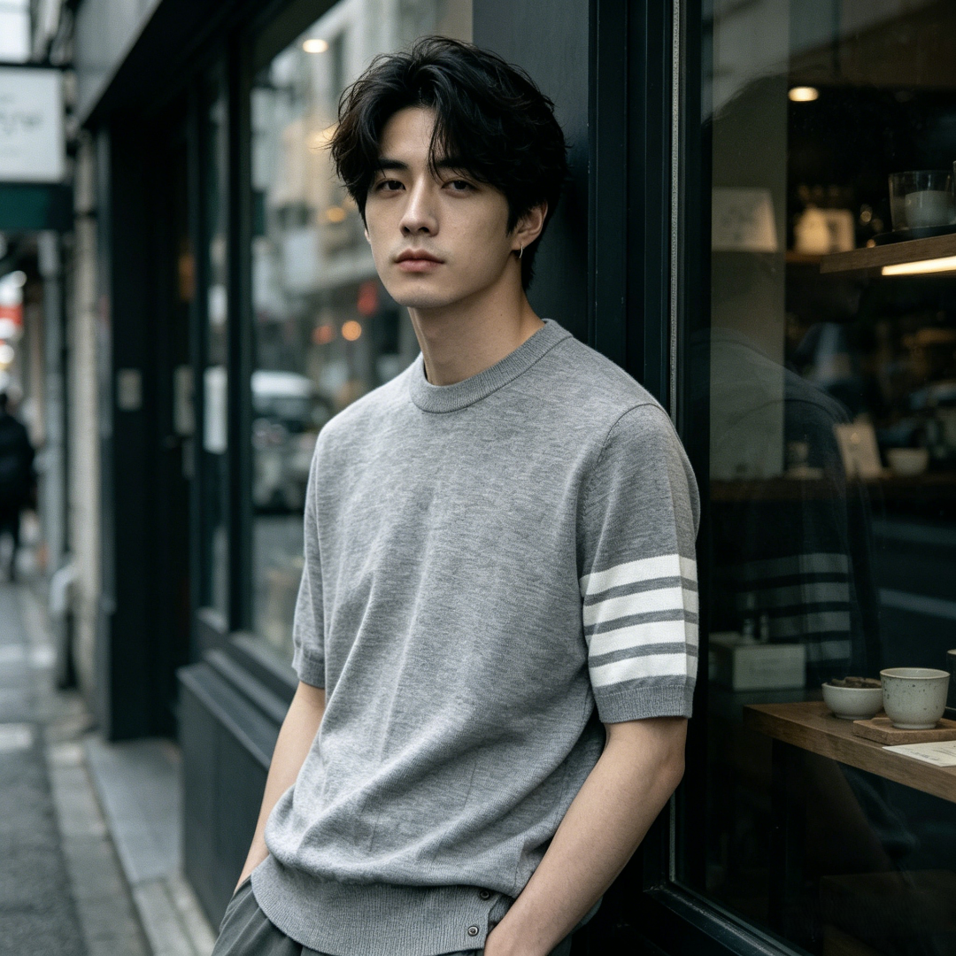 Thom Browne TB Fine Wool Four-Bar Short Sleeve T-Shirt Style 5