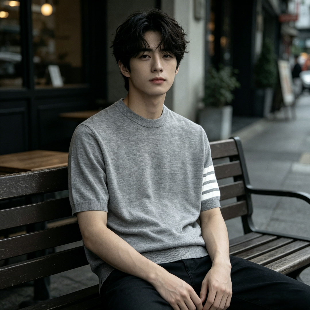 Thom Browne TB Fine Wool Four-Bar Short Sleeve T-Shirt Style 5