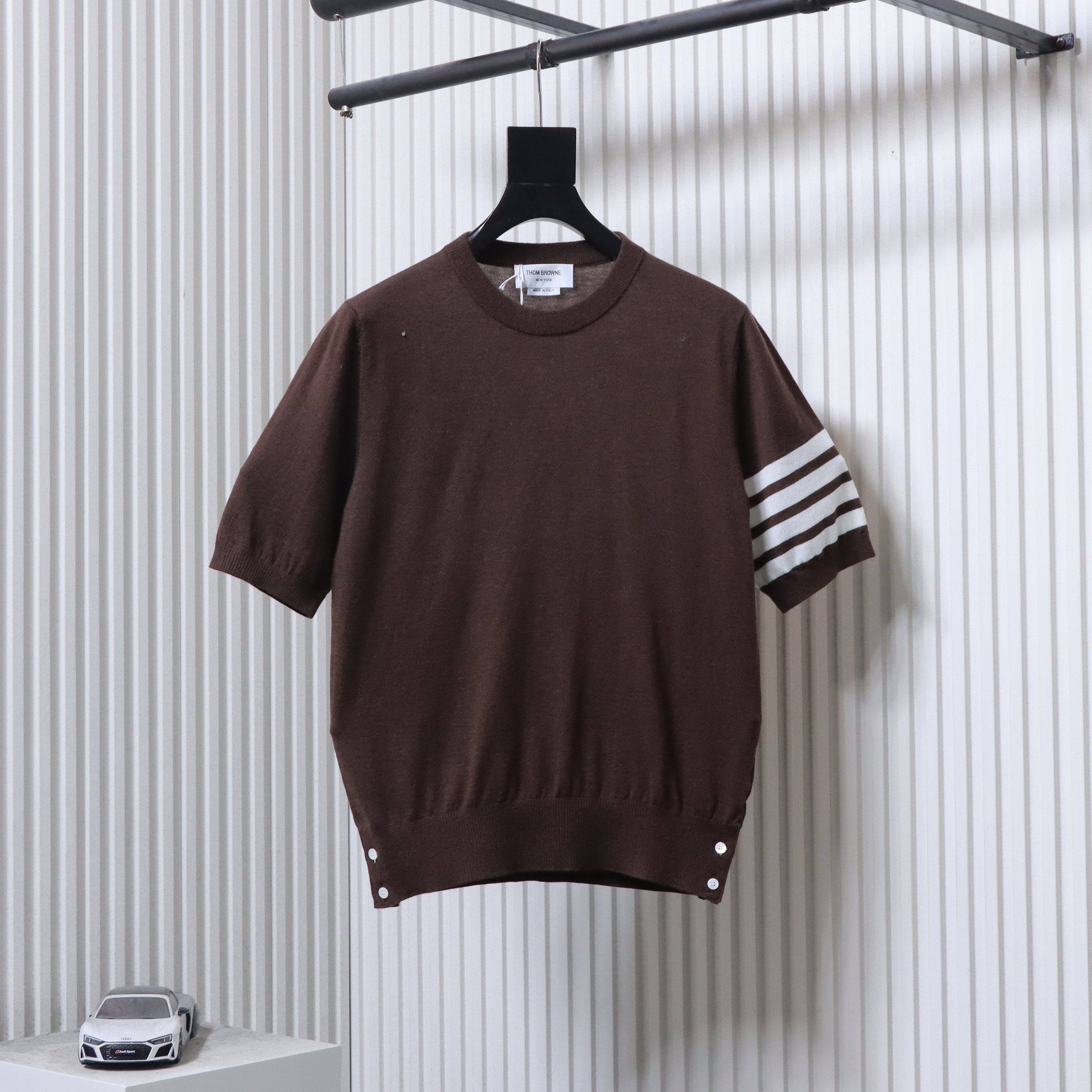 Thom Browne TB Fine Wool Four-Bar Short Sleeve T-Shirt Style 6