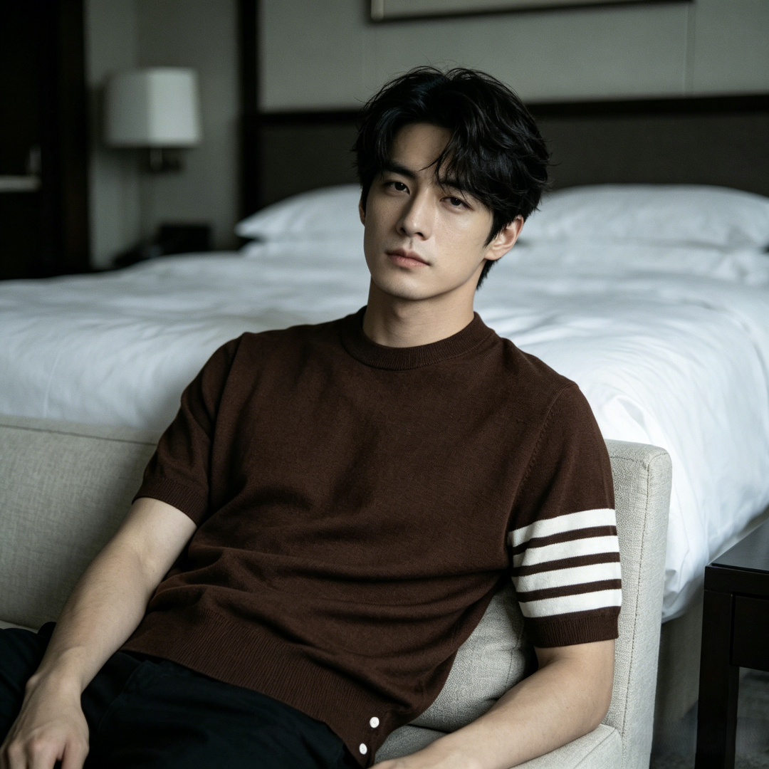 Thom Browne TB Fine Wool Four-Bar Short Sleeve T-Shirt Style 6