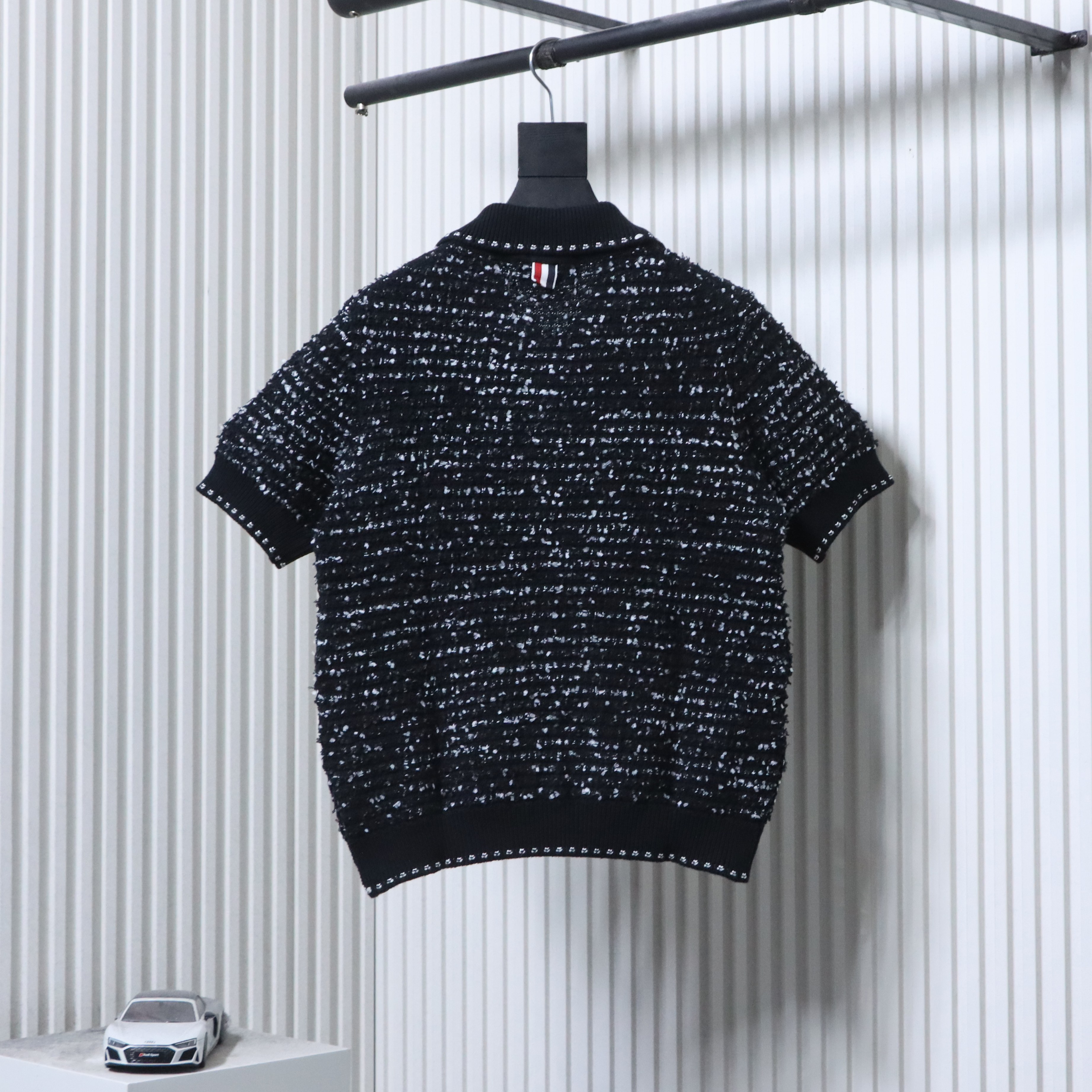 Thom Browne TB Tweed Jacquard Short Sleeve Polo Shirt