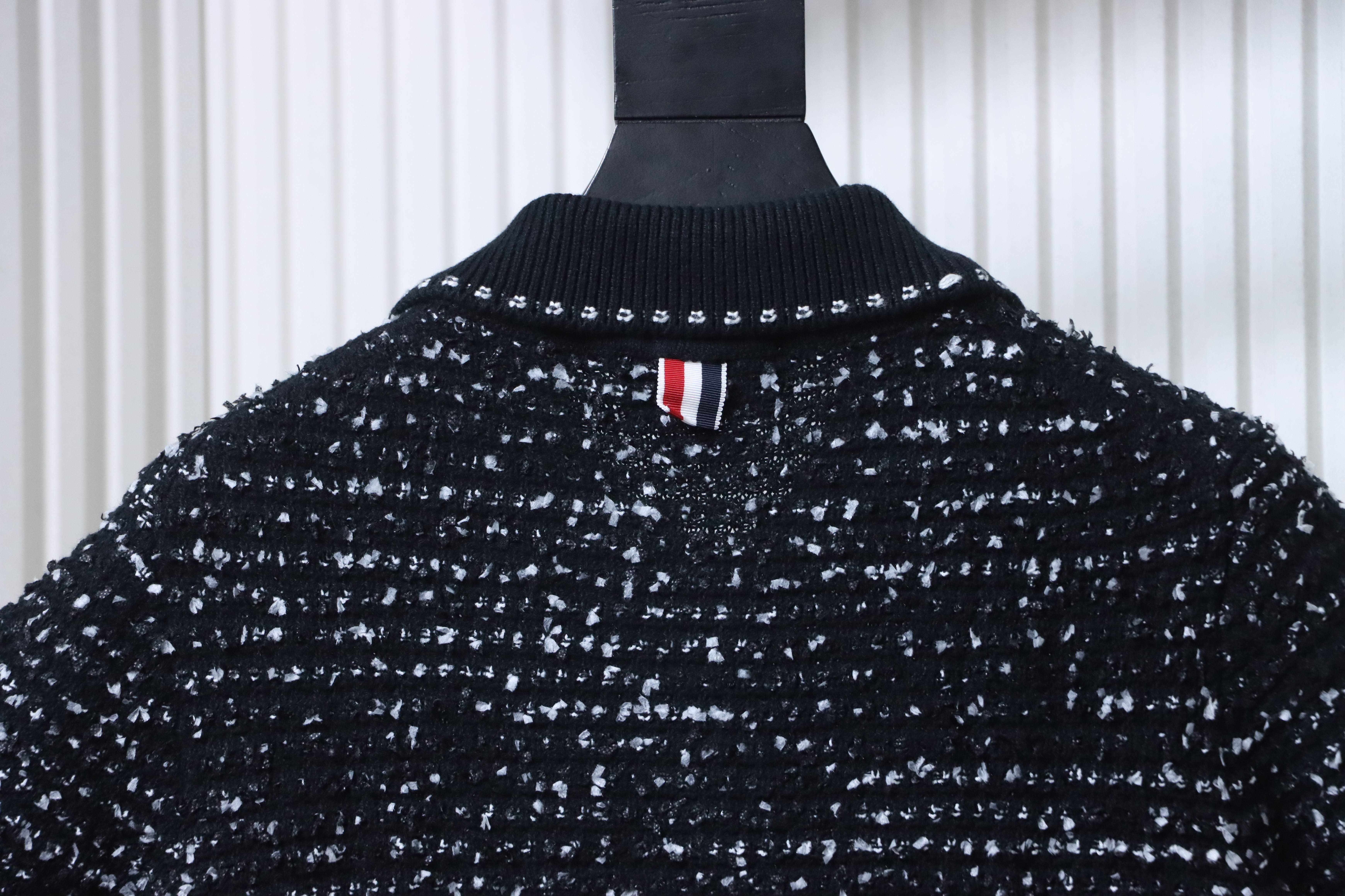 Thom Browne TB Tweed Jacquard Short Sleeve Polo Shirt