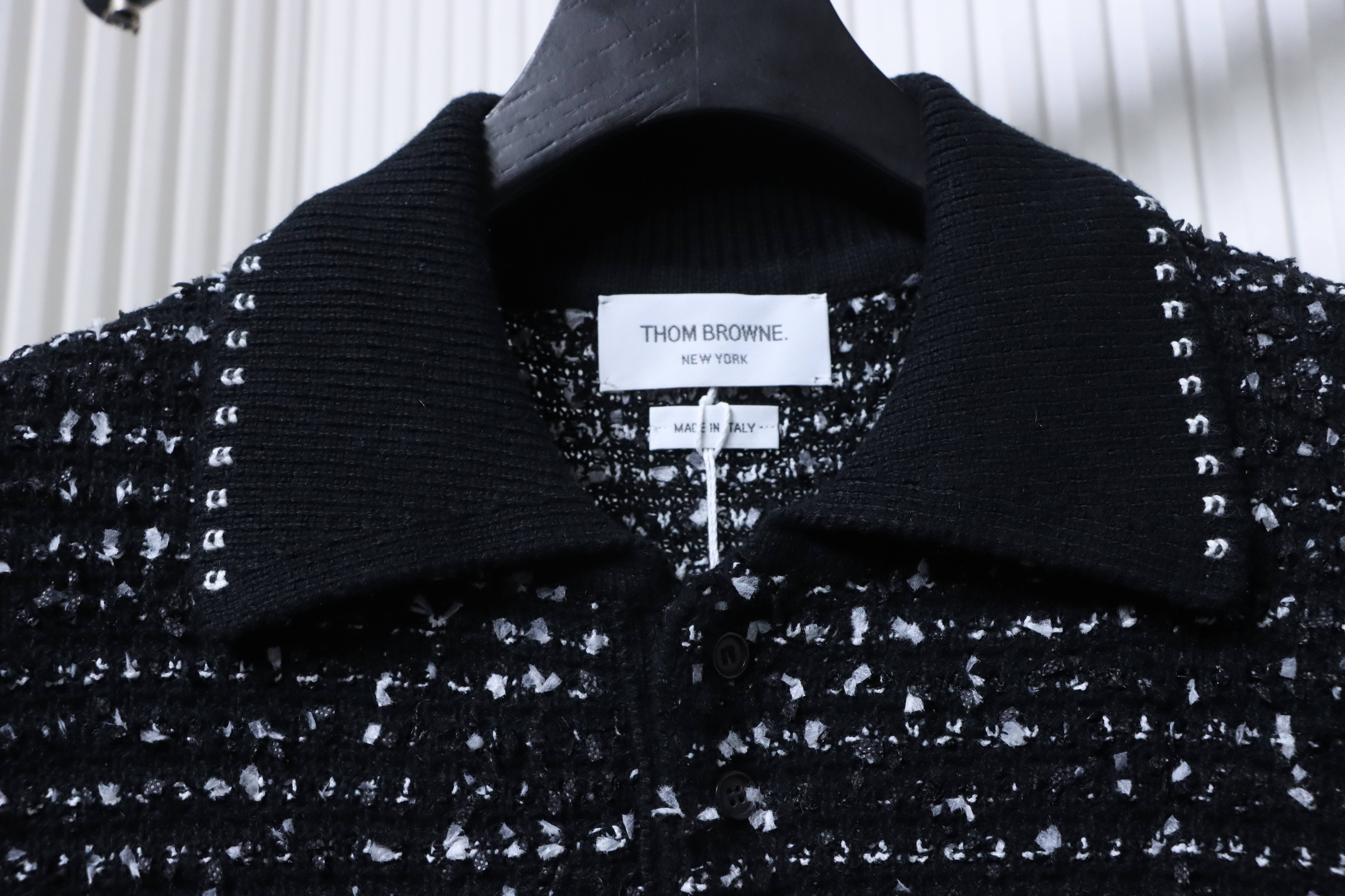 Thom Browne TB Tweed Jacquard Short Sleeve Polo Shirt
