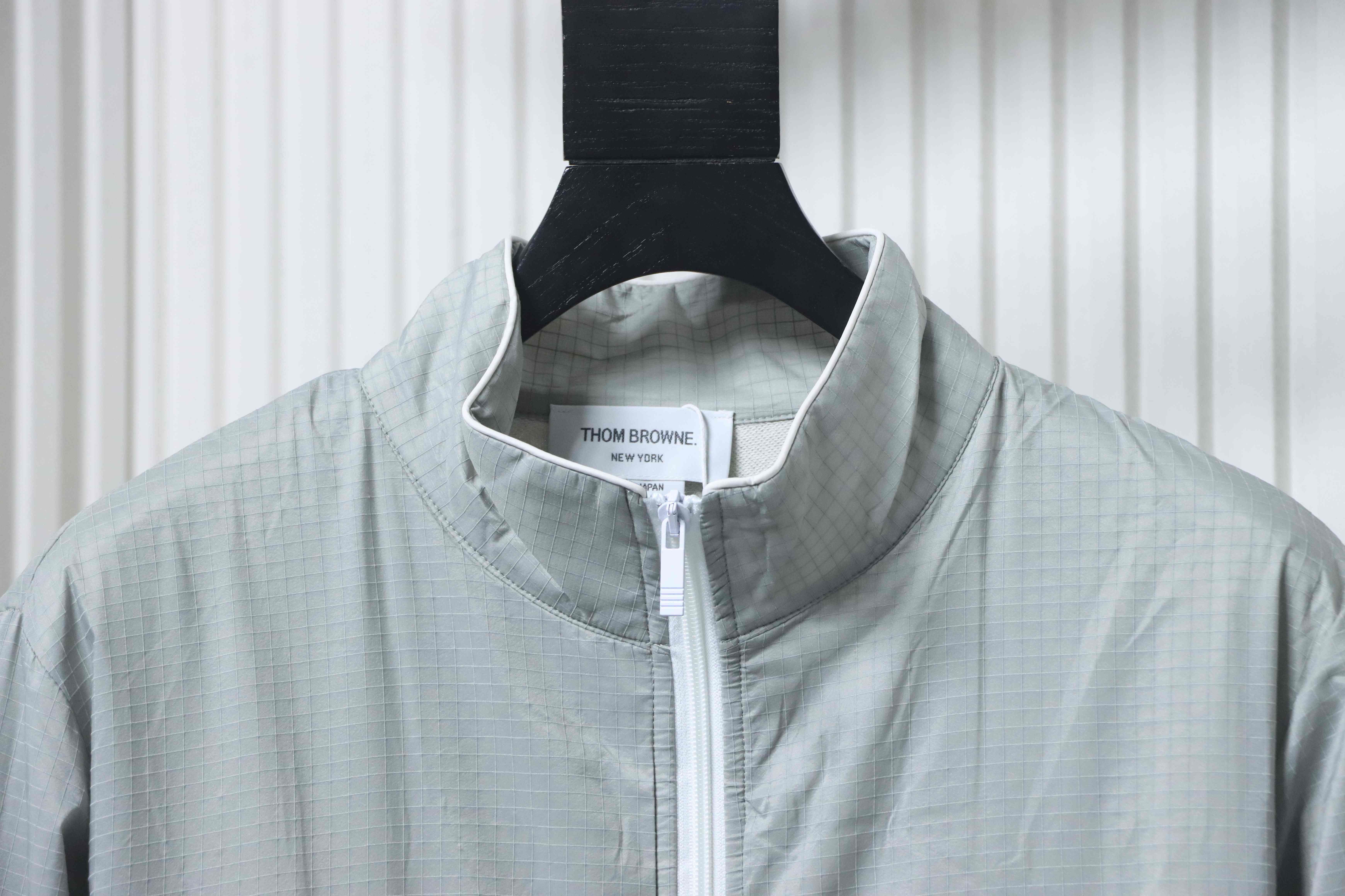 Thom Browne Top Version Double-Layer Casual Four-Bar Woven Stand Collar Jacket Style 1