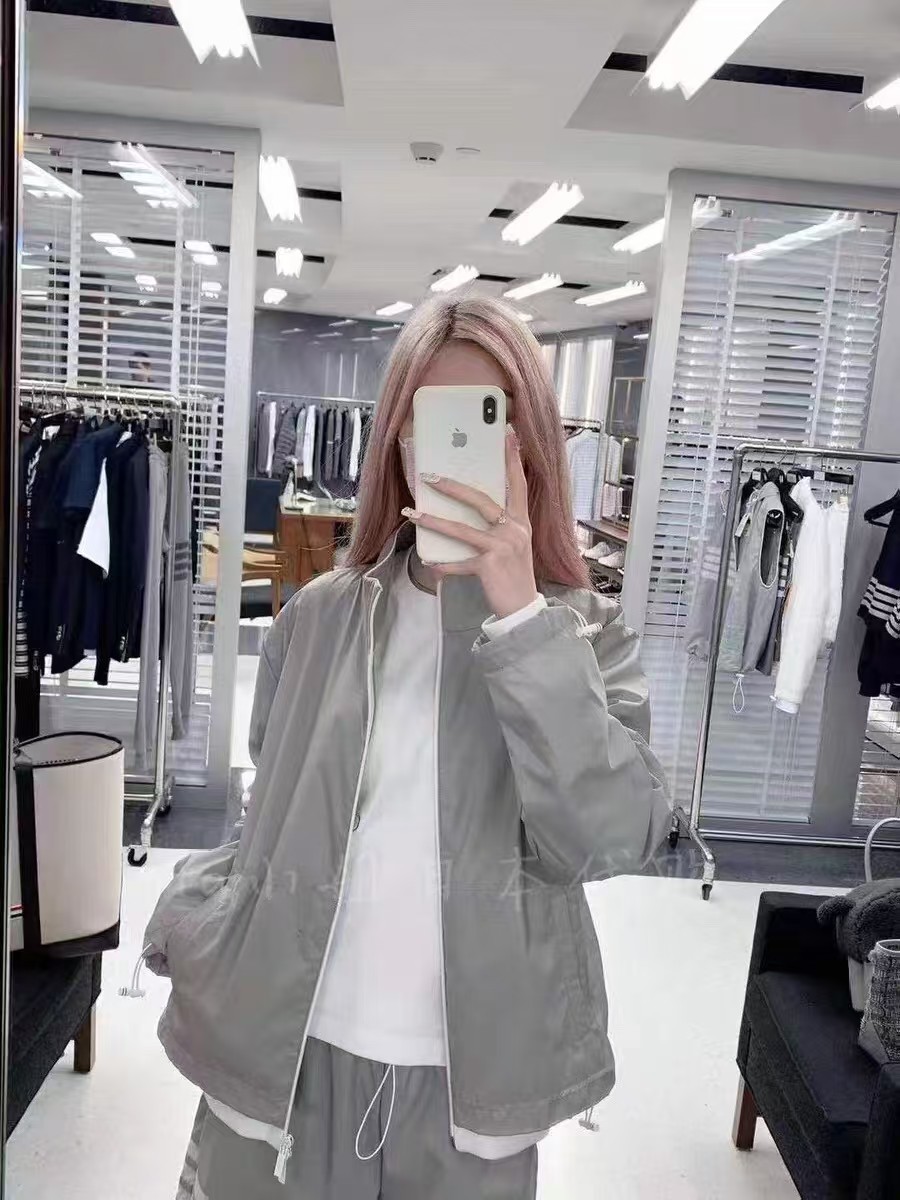 Thom Browne Top Version Double-Layer Casual Four-Bar Woven Stand Collar Jacket Style 1