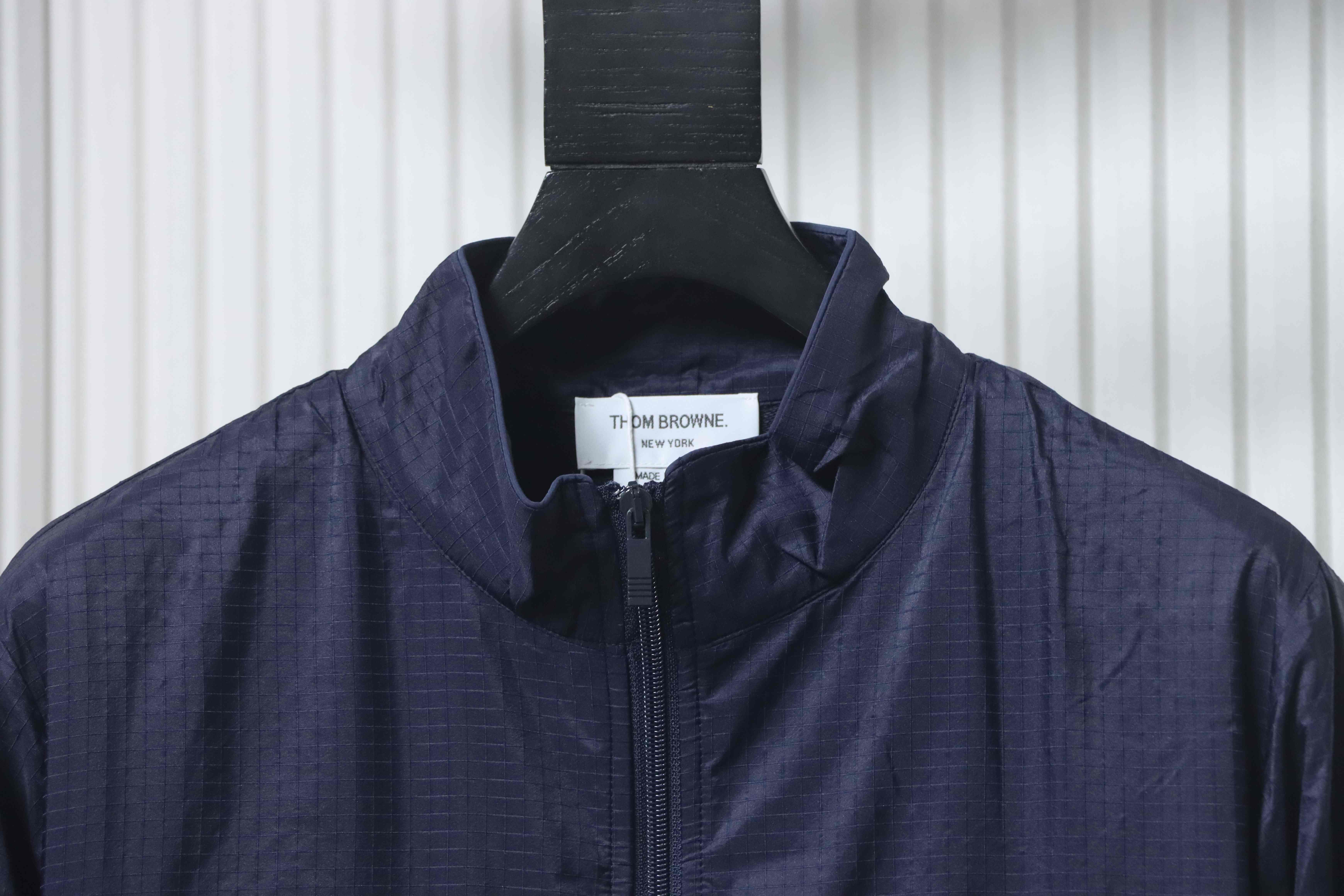 Thom Browne Top Version Double-Layer Casual Four-Bar Woven Stand Collar Jacket Style 2