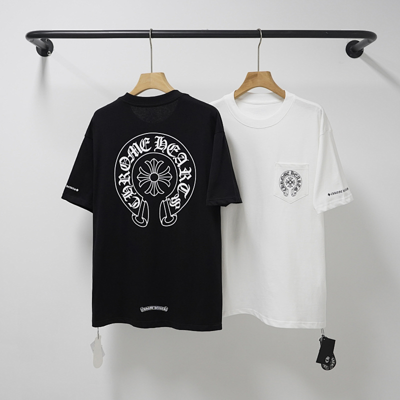 Chrome Hearts 24SS Horseshoe Print Popular Classic Black White Short Sleeve T-Shirt