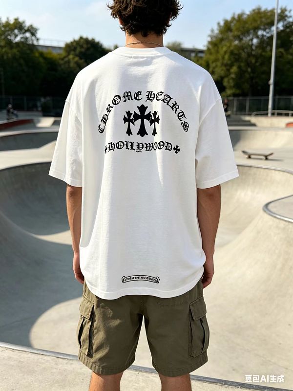Chrome Hearts 25SS Cross Sanskrit Print Short Sleeve T-Shirt Style 1