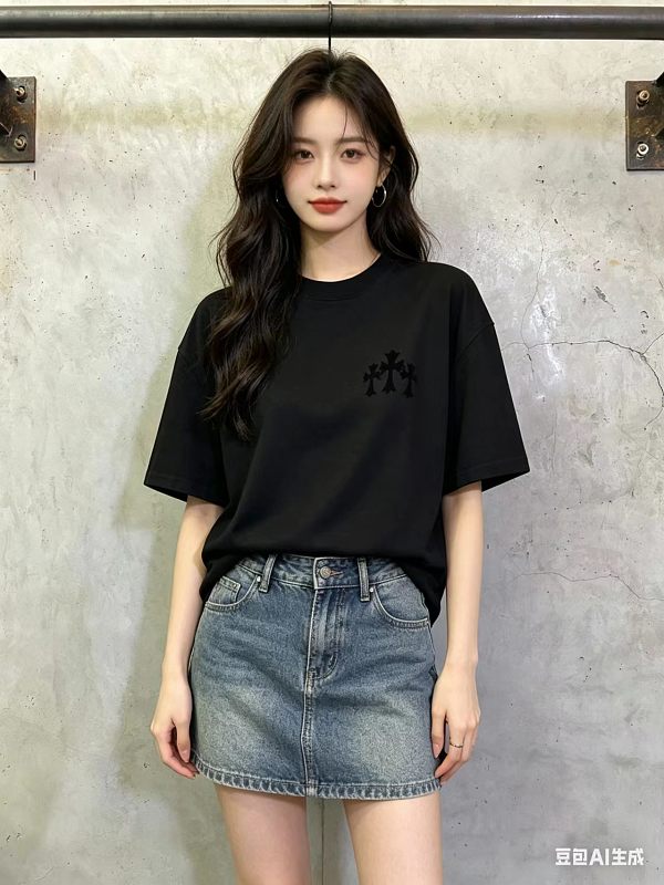 Chrome Hearts 25SS Cross Sanskrit Print Short Sleeve T-Shirt Style 2
