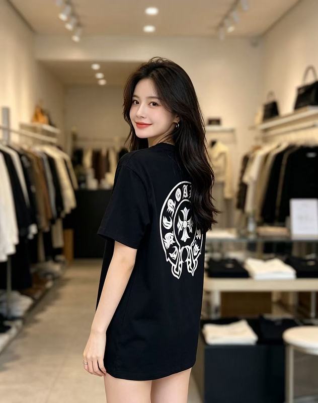 Chrome Hearts 26SS Back Horseshoe Logo Horseshoe Logo Horseshoe Print Short Sleeve T-Shirt Style 2