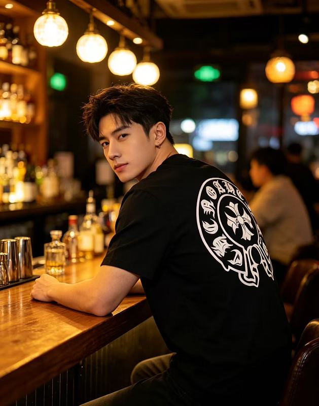 Chrome Hearts 26SS Back Horseshoe Logo Horseshoe Logo Horseshoe Print Short Sleeve T-Shirt Style 2