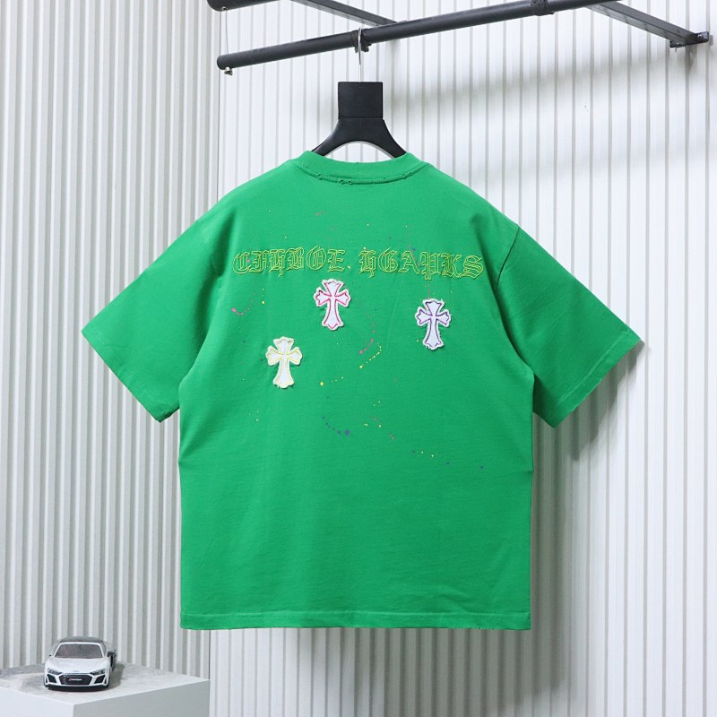 Chrome Hearts 26SS Cross Graffiti Washed Applique Heavy Craft Embroidered Short Sleeve T-Shirt
