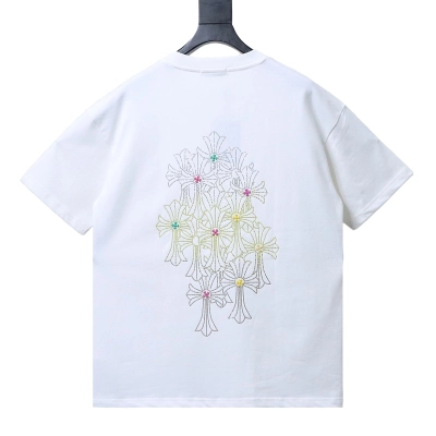Chrome Hearts 26SS Cross Rhinestone Logo Short Sleeve T-Shirt Style 1 01
