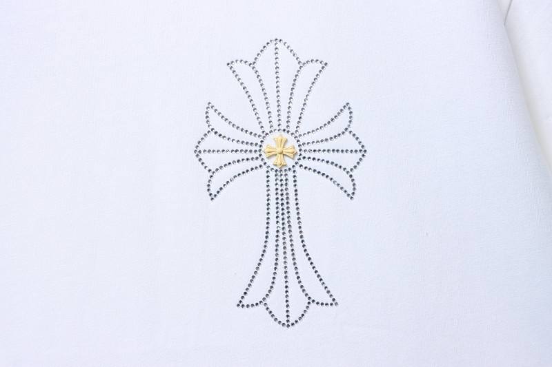 Chrome Hearts 26SS Cross Rhinestone Logo Short Sleeve T-Shirt Style 1