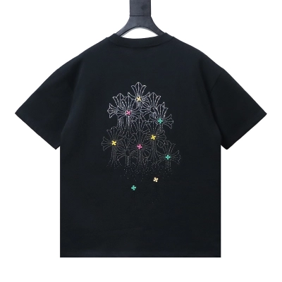 Chrome Hearts 26SS Cross Rhinestone Logo Short Sleeve T-Shirt Style 2 01