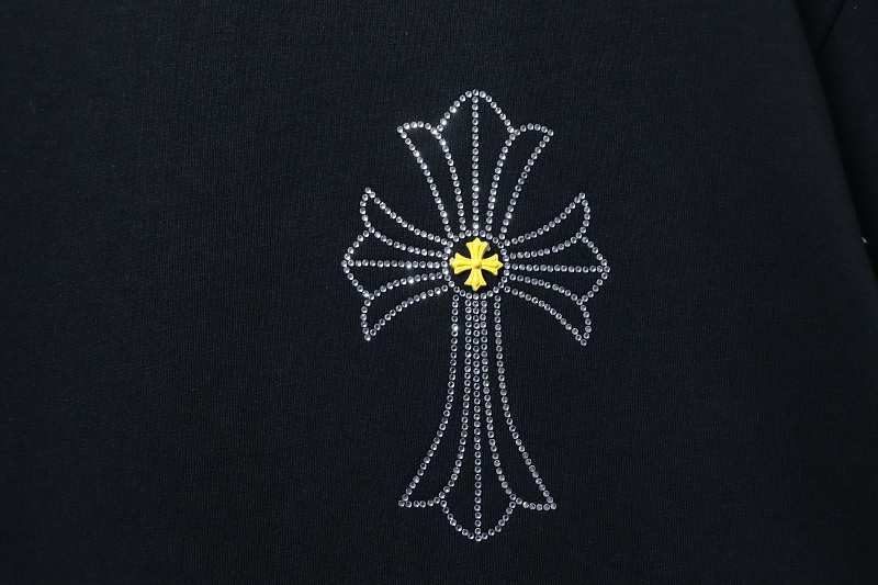 Chrome Hearts 26SS Cross Rhinestone Logo Short Sleeve T-Shirt Style 2